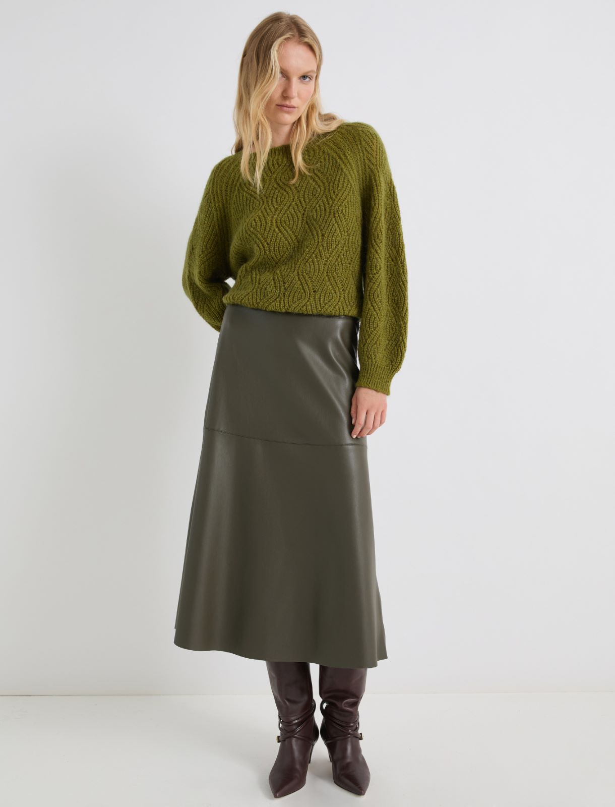 Falda midi - VERDE MILITAR - Marella - 4