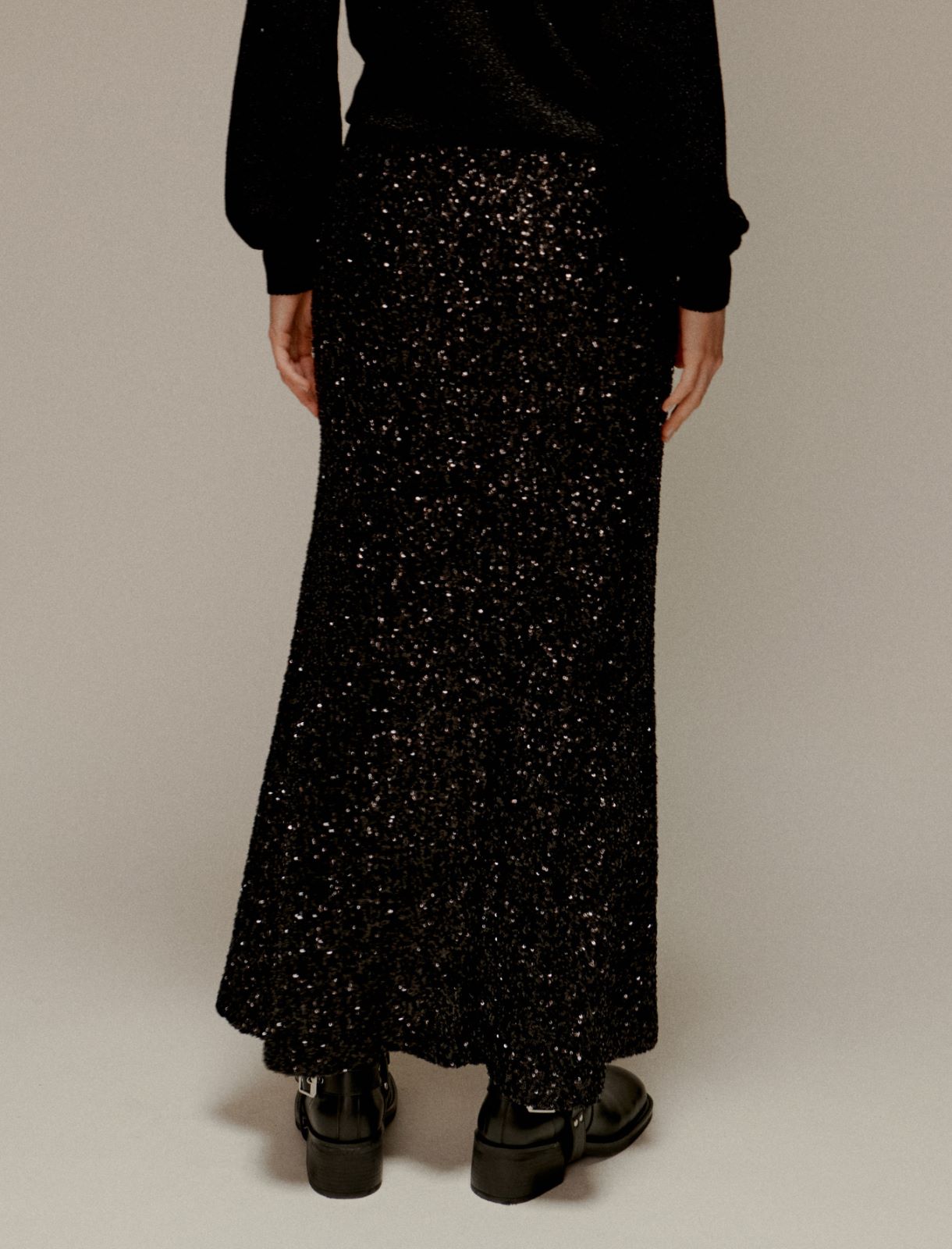 Sequinned midi skirt - BLACK - Marella - 3