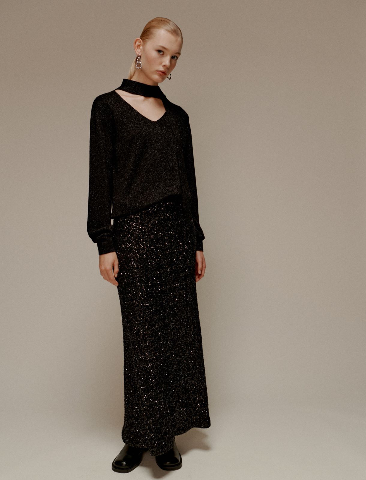 Sequinned midi skirt - BLACK - Marella - 4