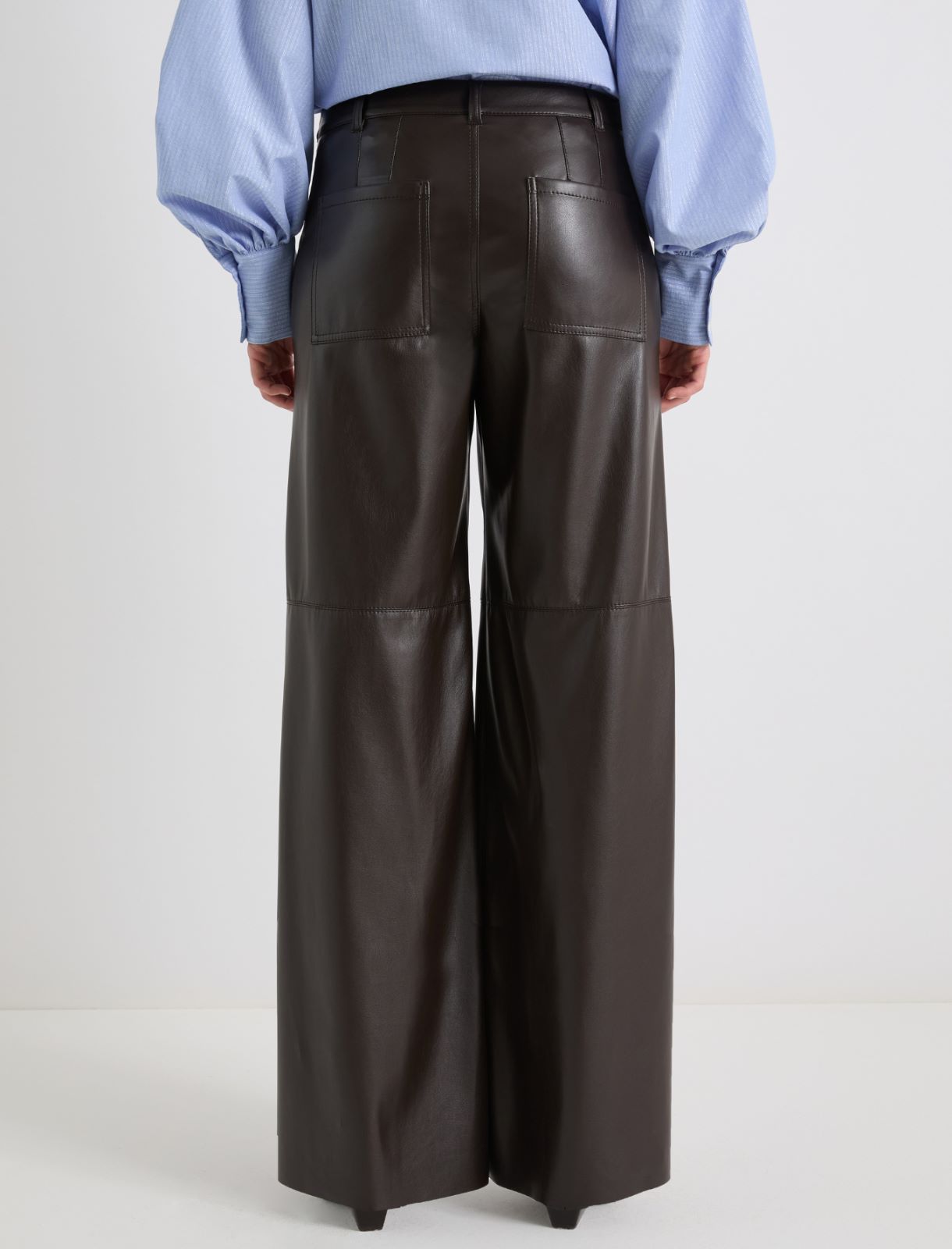 Pantalón de pernera ancha de punto revestido - CAFE - Marella - 3