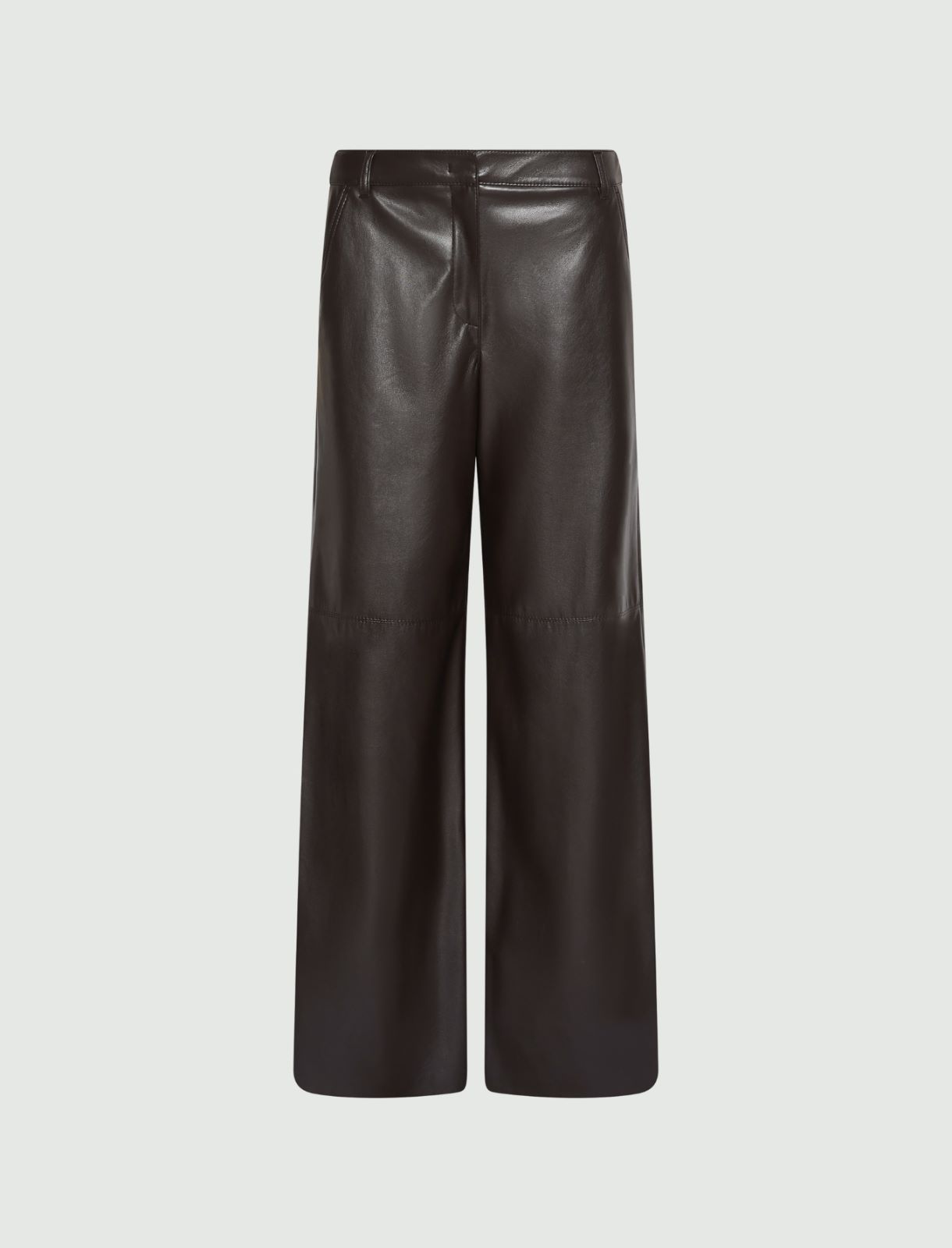 Pantalón de pernera ancha de punto revestido - CAFE - Marella