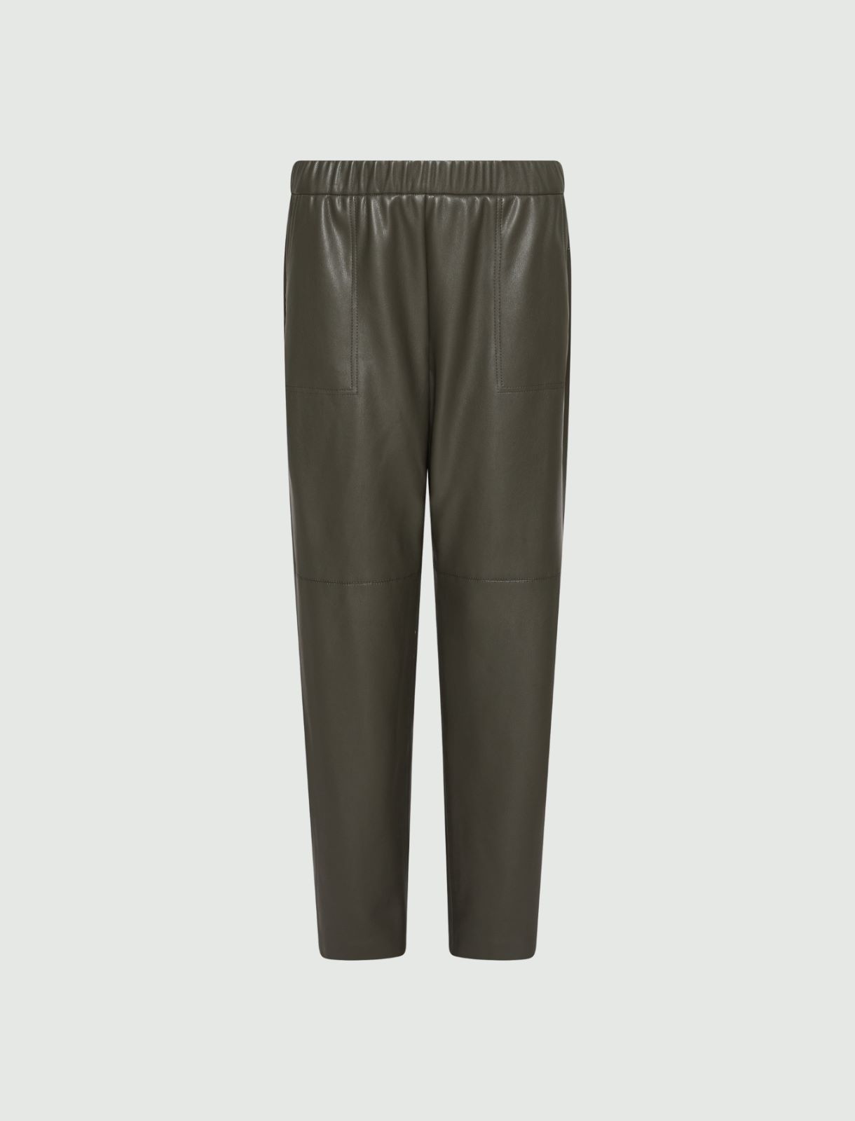 Coated jersey carrot-fit trousers - MILITARY GREEN - Marella