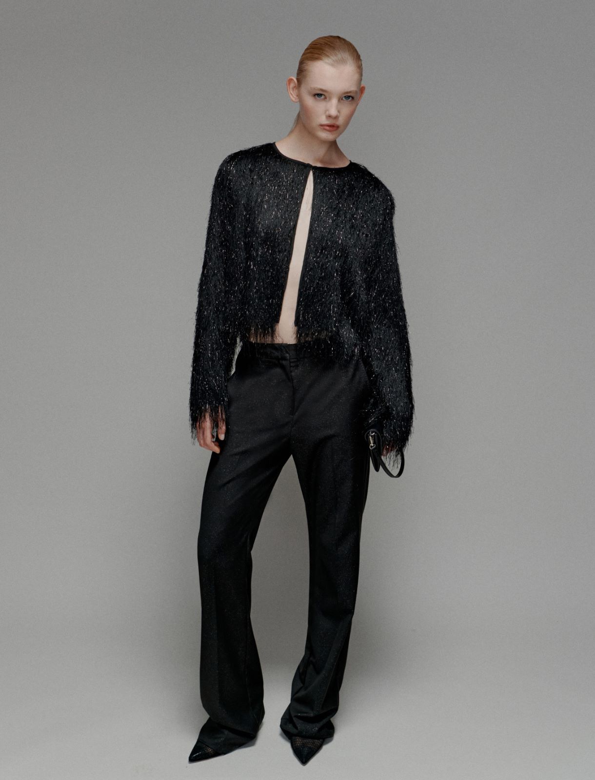 Fringed jersey cardigan - BLACK - Marella - 2