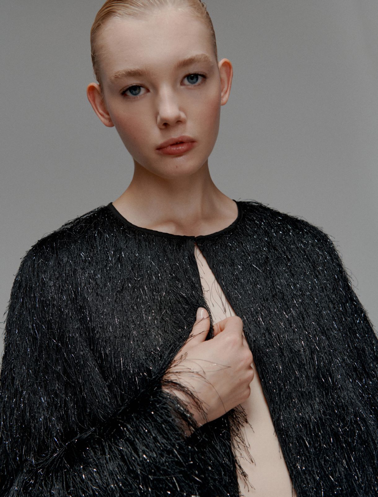 Fringed jersey cardigan - BLACK - Marella - 5