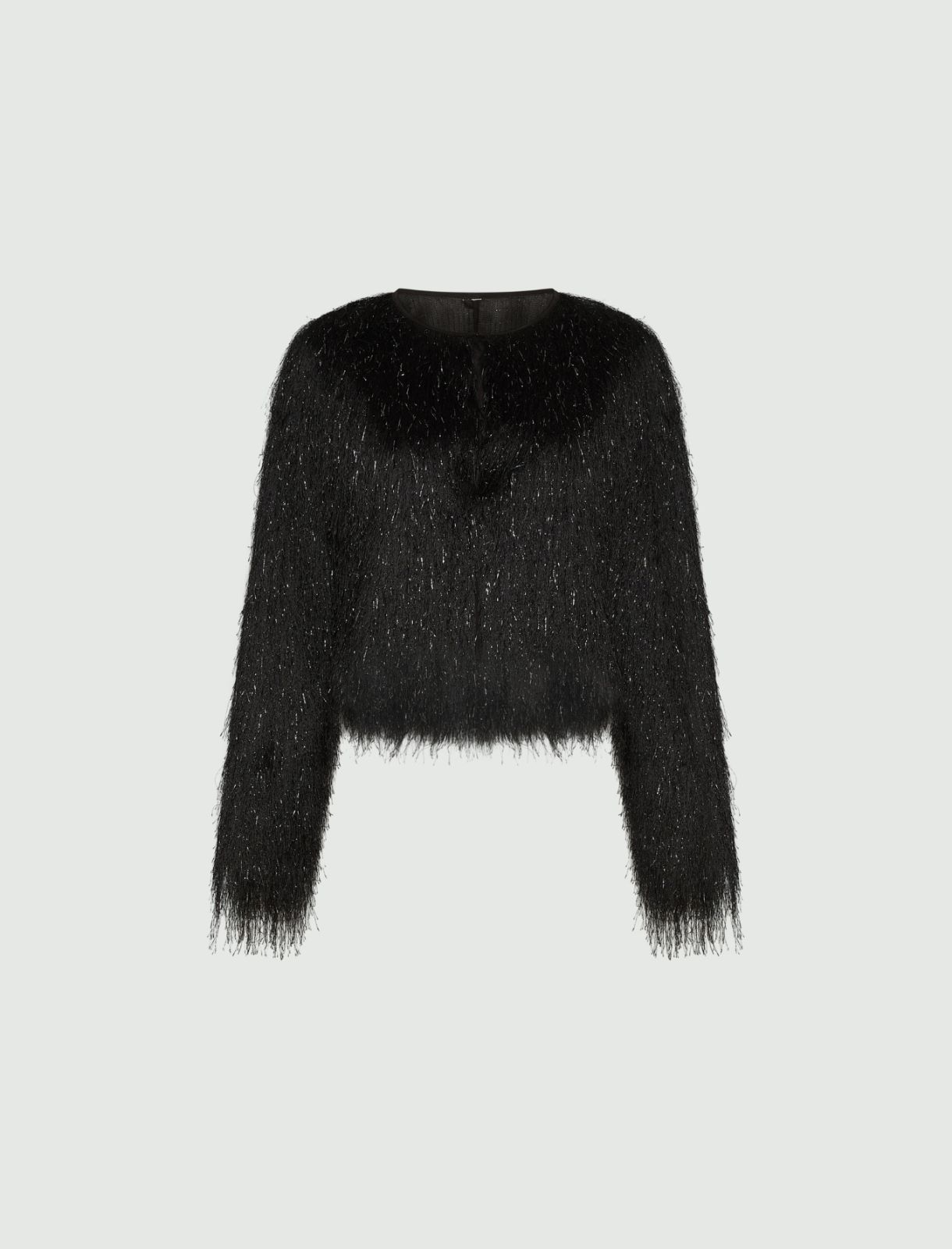 Fringed jersey cardigan - BLACK - Marella