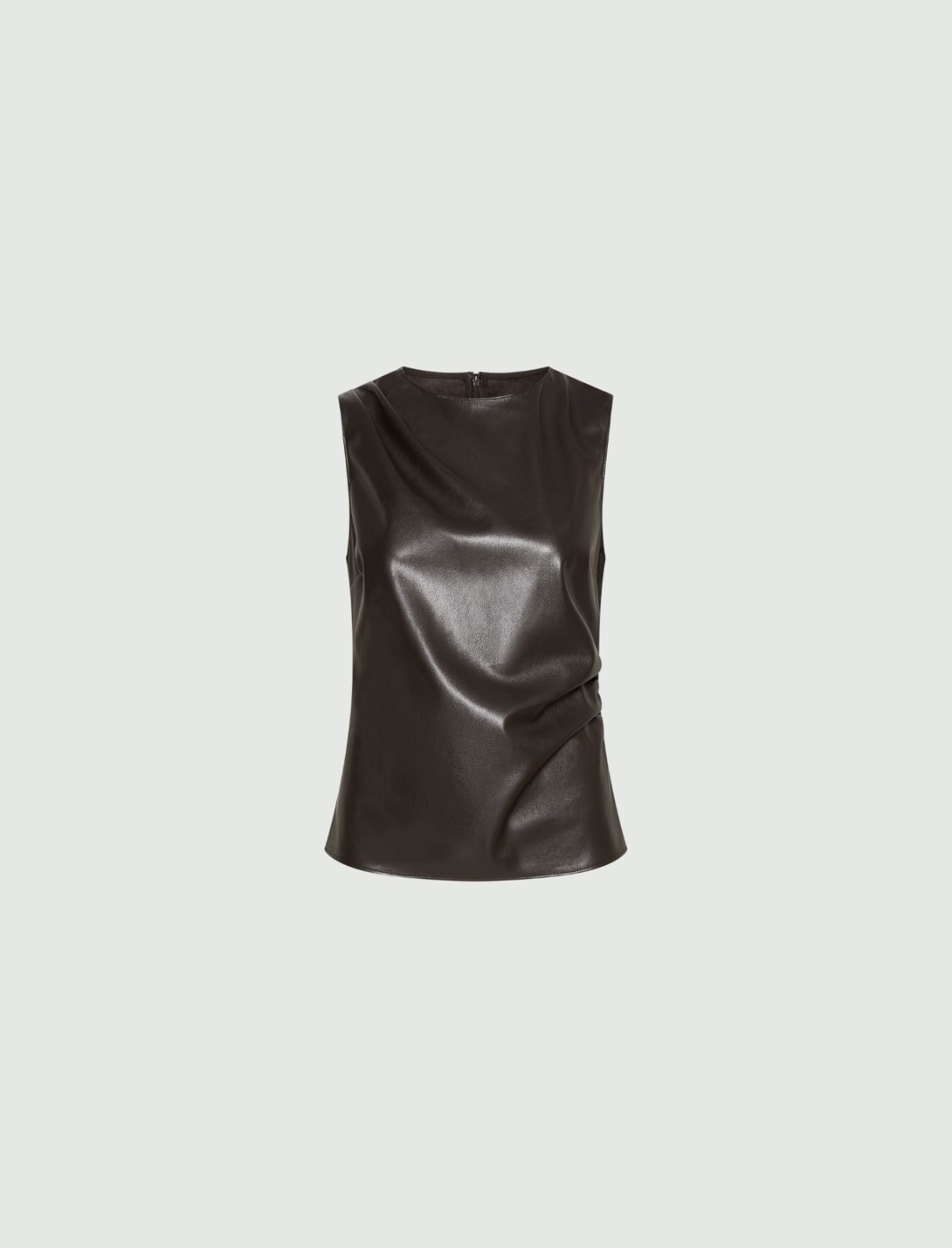 Sleeveless coated jersey top - DARK BROWN - Marella