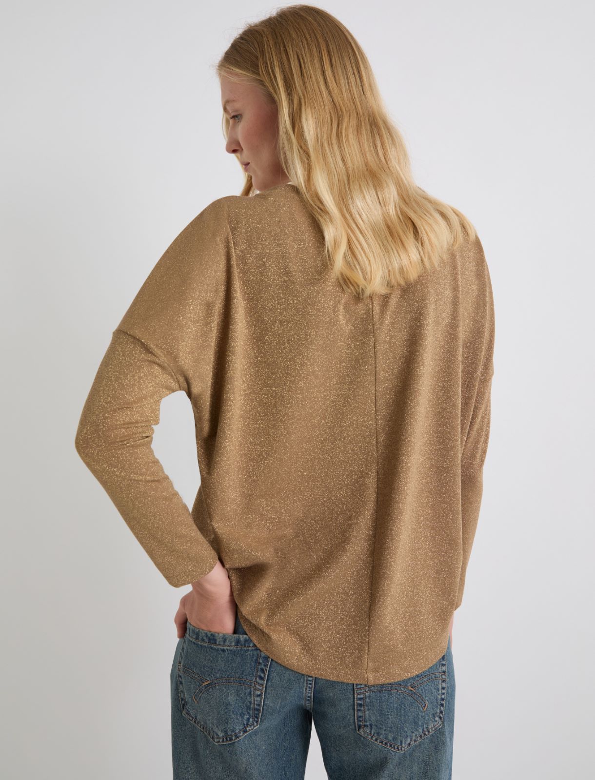 Lurex-embellished relaxed-fit sweater - GOLD - Marella - 3