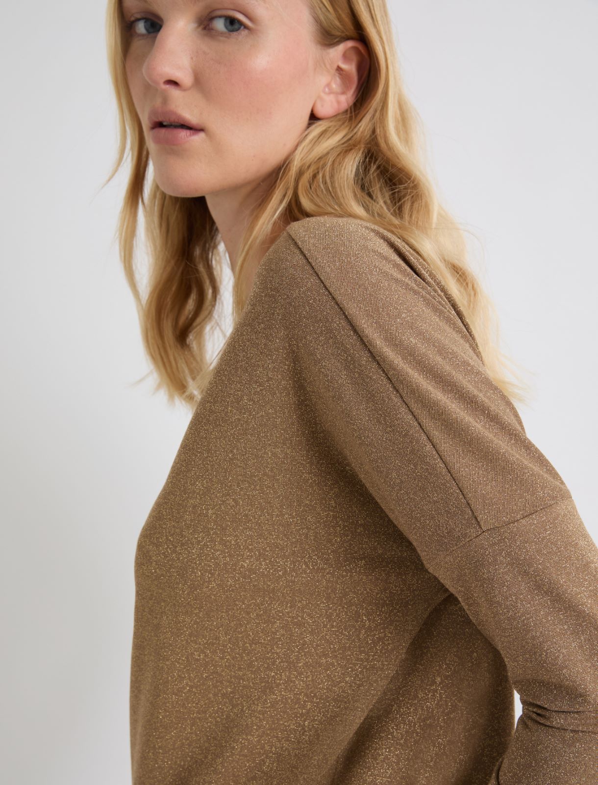Lurex-embellished relaxed-fit sweater - GOLD - Marella - 5