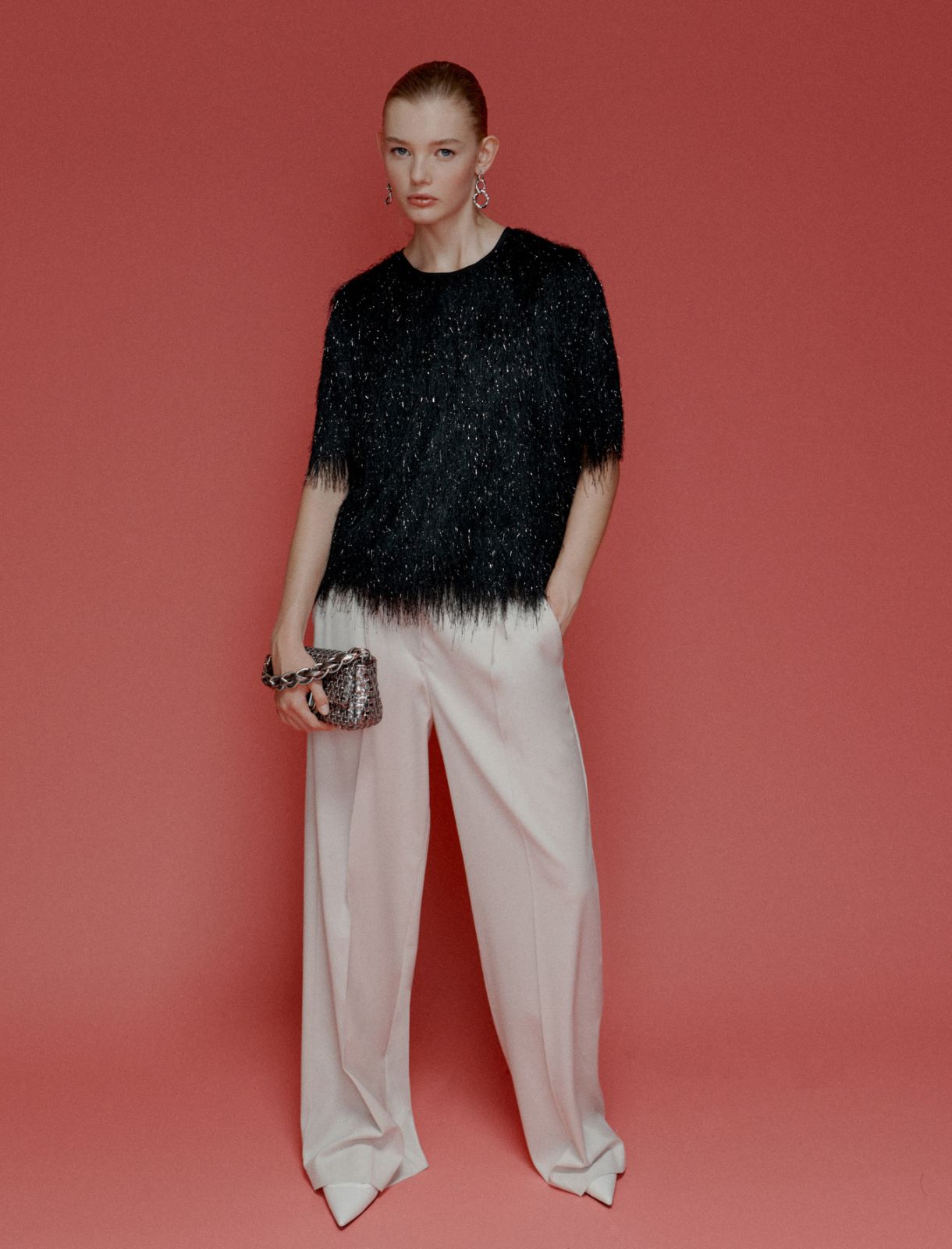 T-shirt in jersey con frange - NERO - Marella - 2