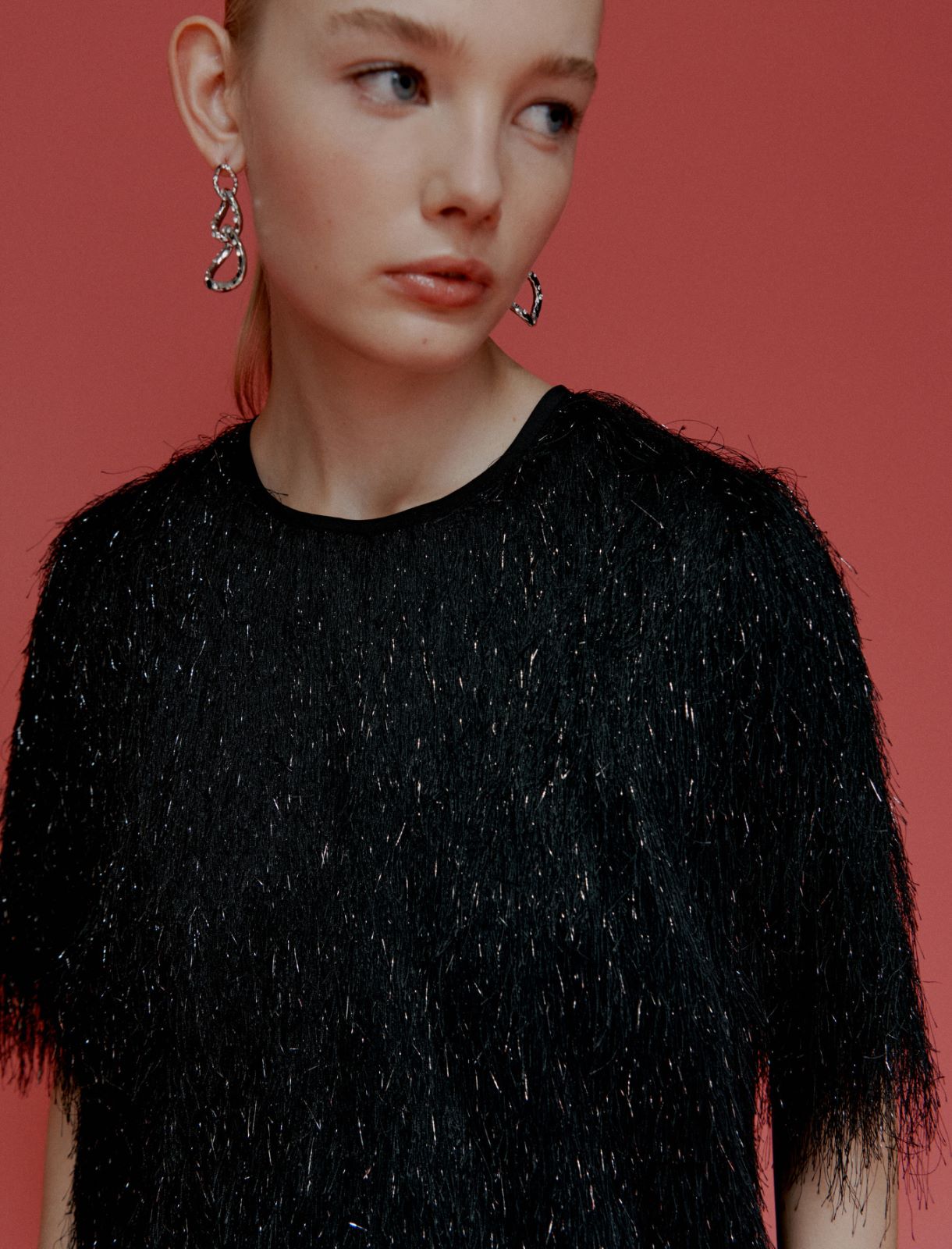 T-shirt in jersey con frange - NERO - Marella - 5