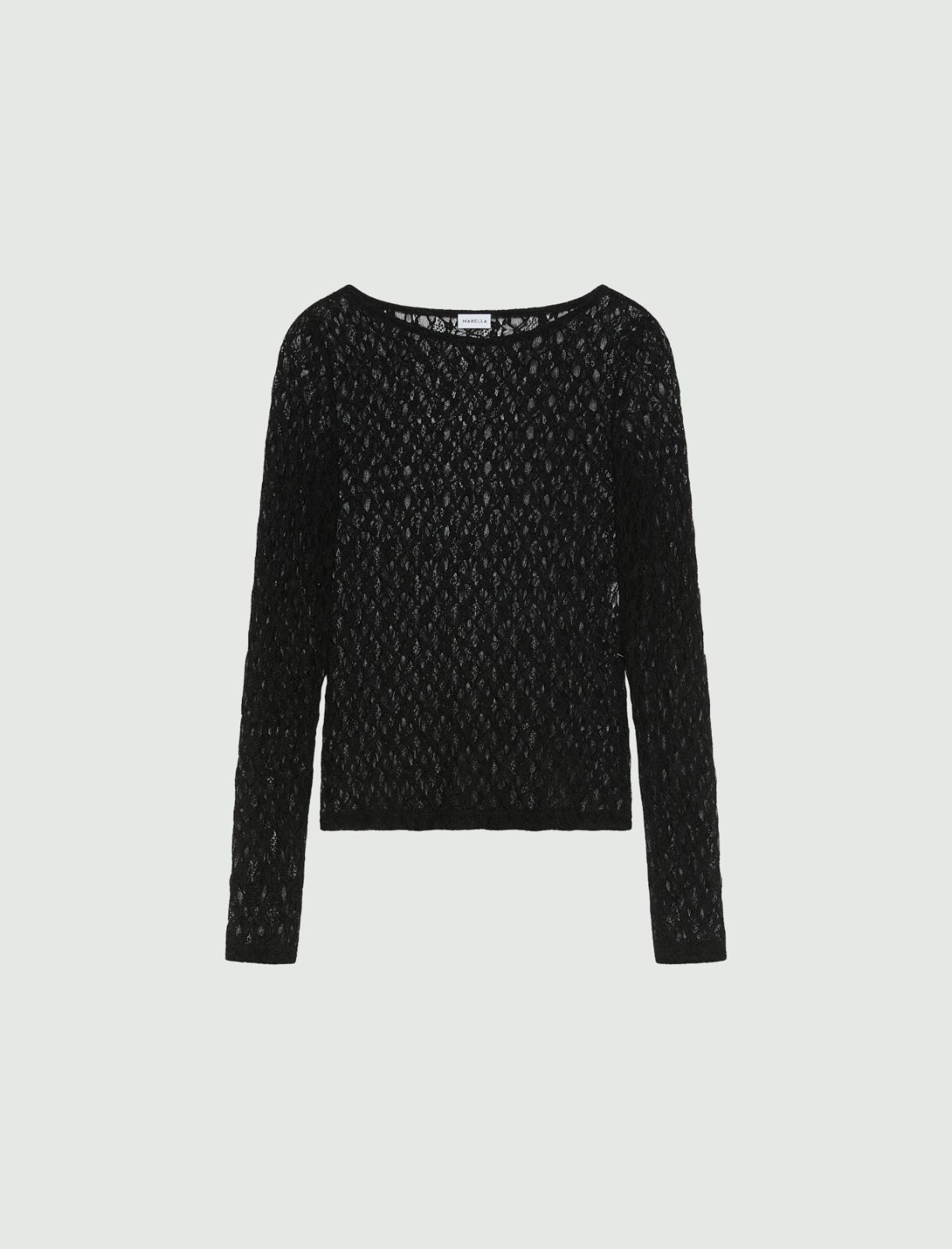 Stretch lace T-shirt - BLACK - Marella