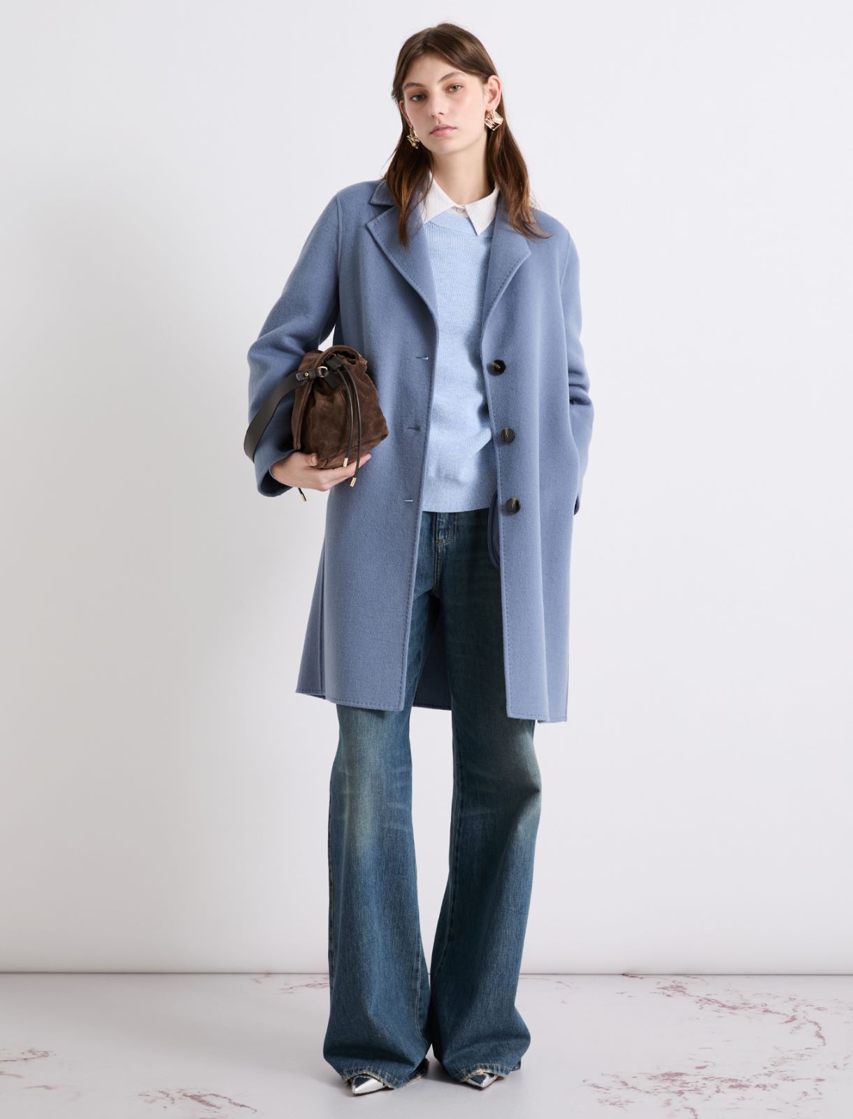 Manteau droit en double laine - AZURE - Marella - 2