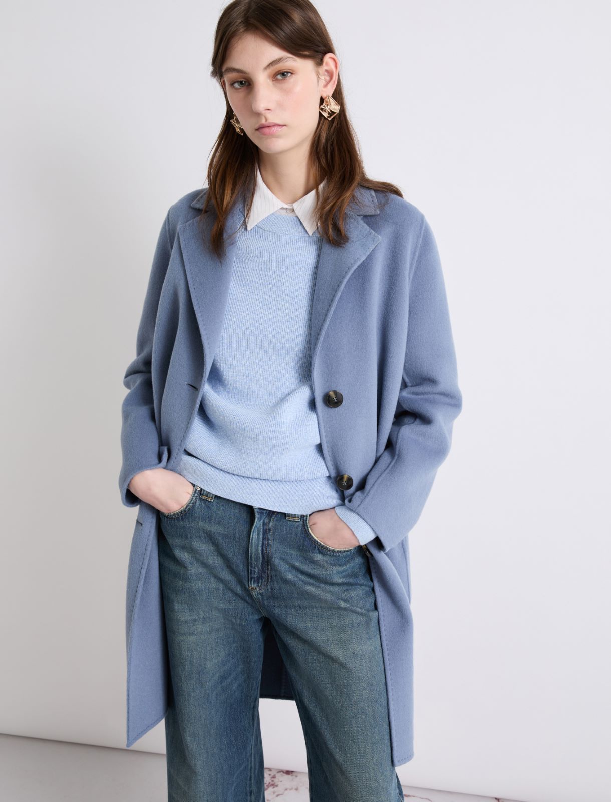 Manteau droit en double laine - AZURE - Marella - 4