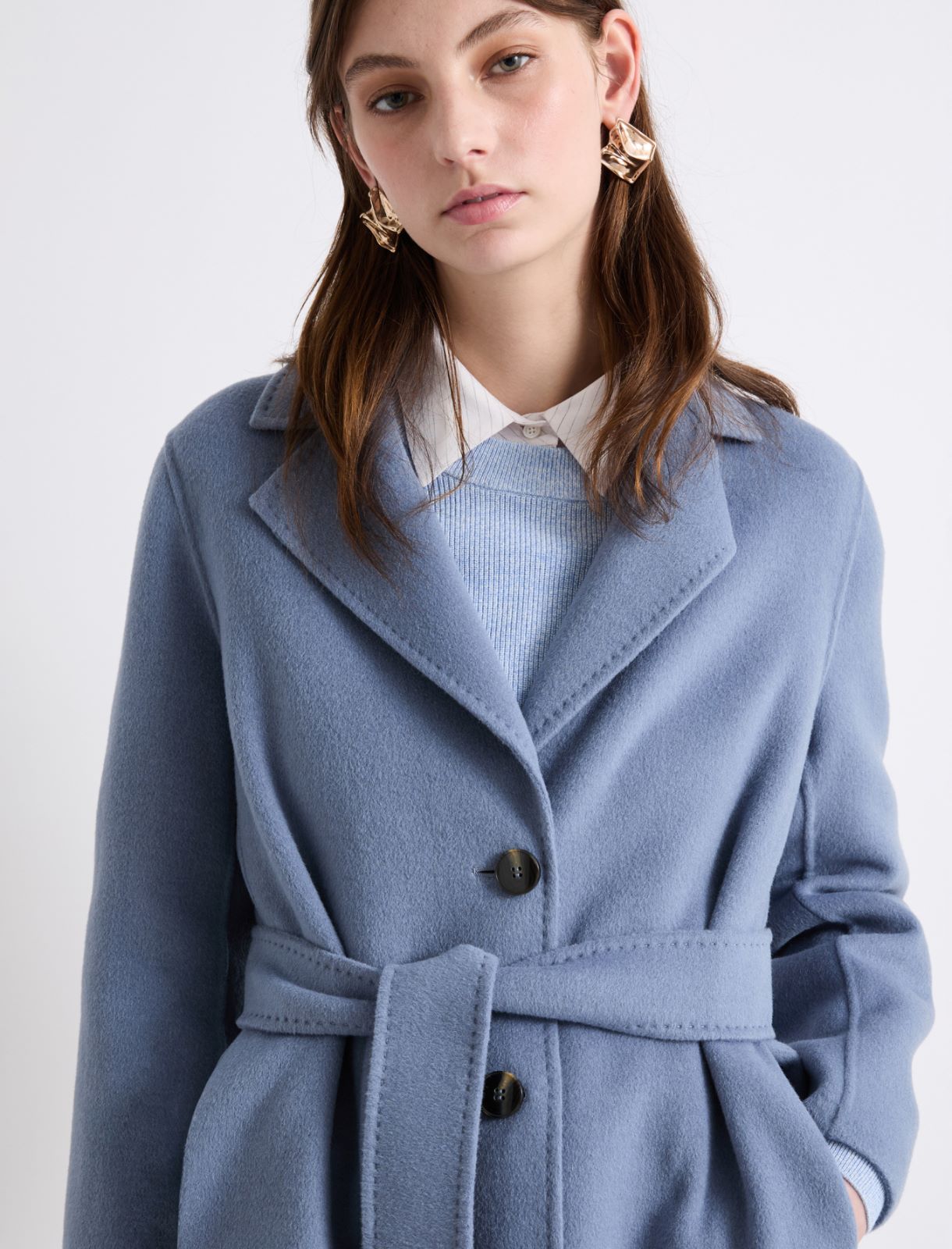 Manteau droit en double laine - AZURE - Marella - 5