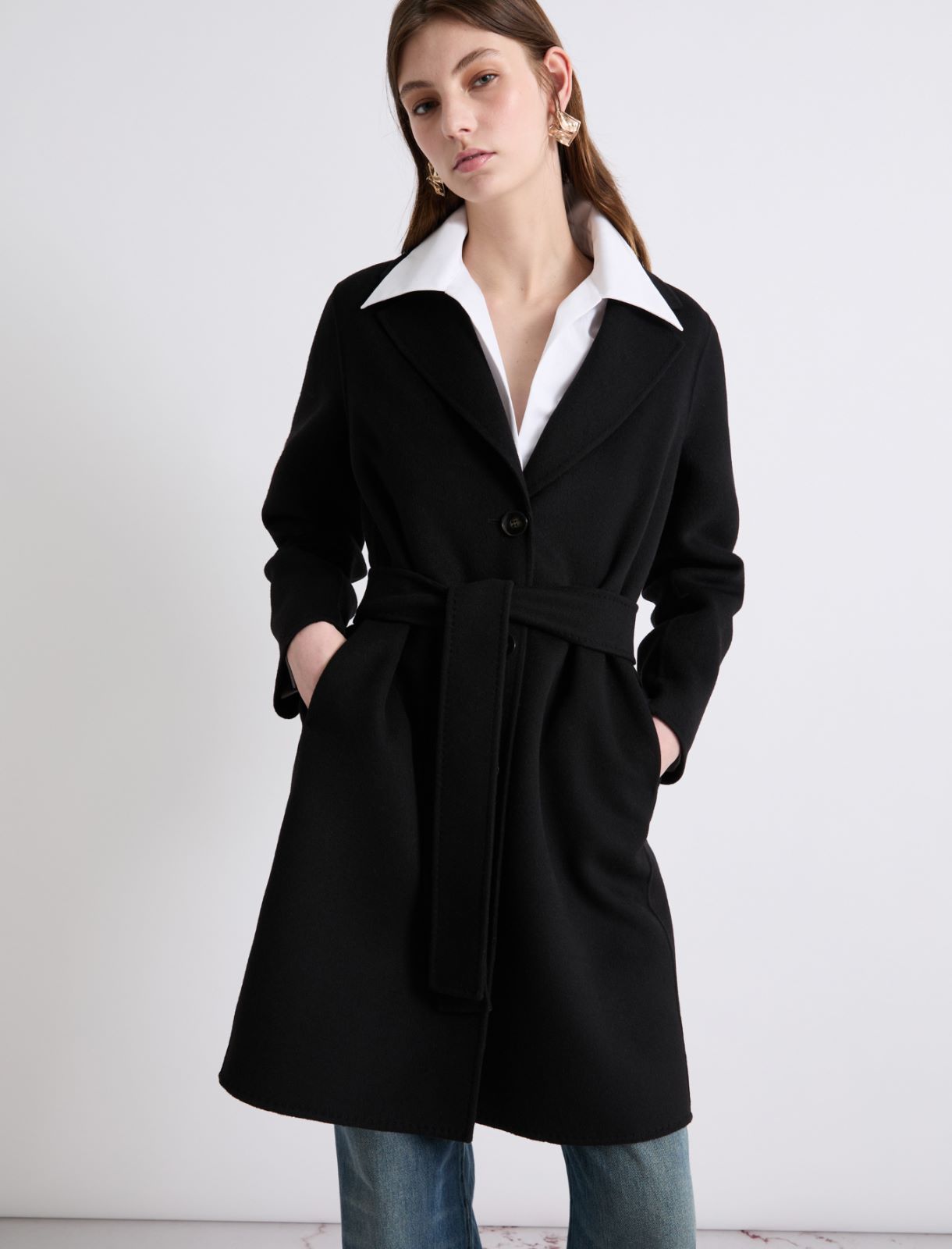 Manteau droit en double laine - NOIR - Marella - 4