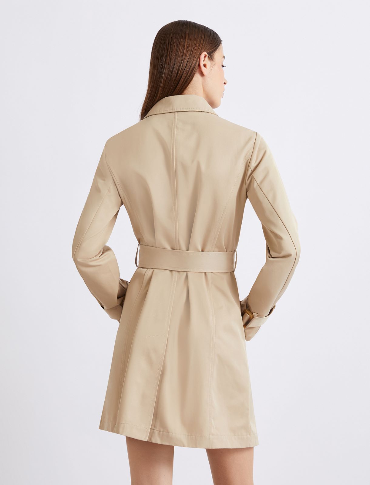 Double-breasted technical cotton trench coat - NATURAL - Marella - 3