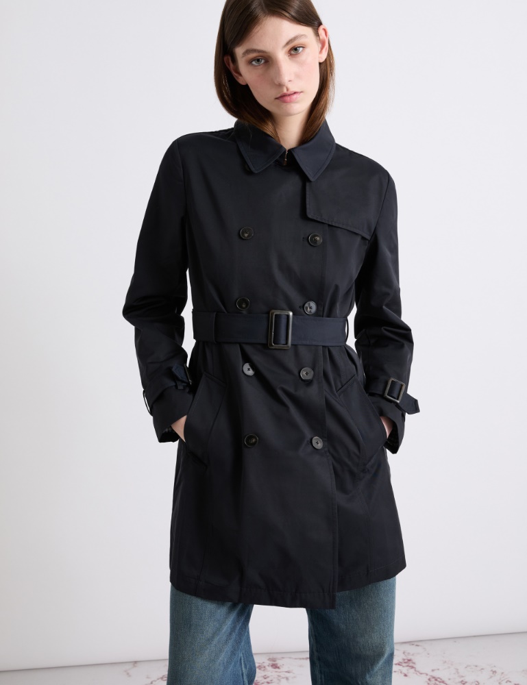 Double-breasted technical cotton trench coat - Marella