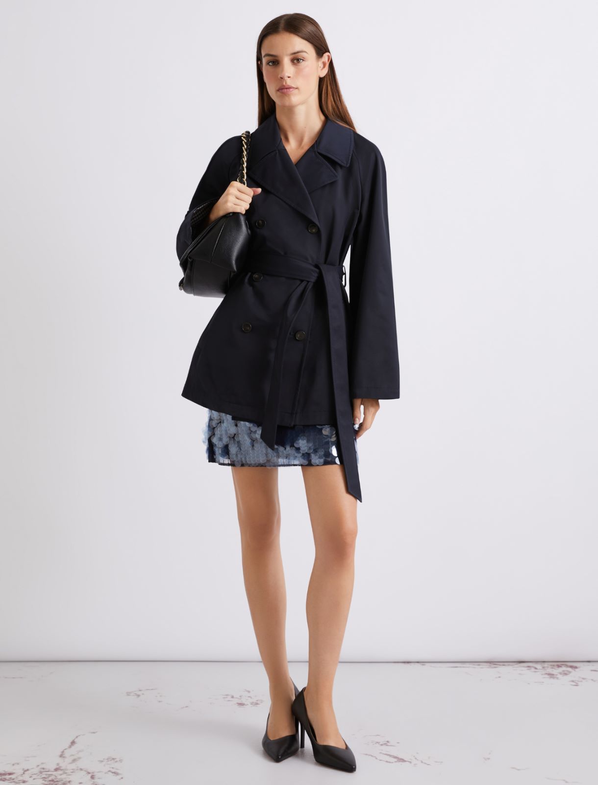 Trench en coton technique - BLEU - Marella - 2