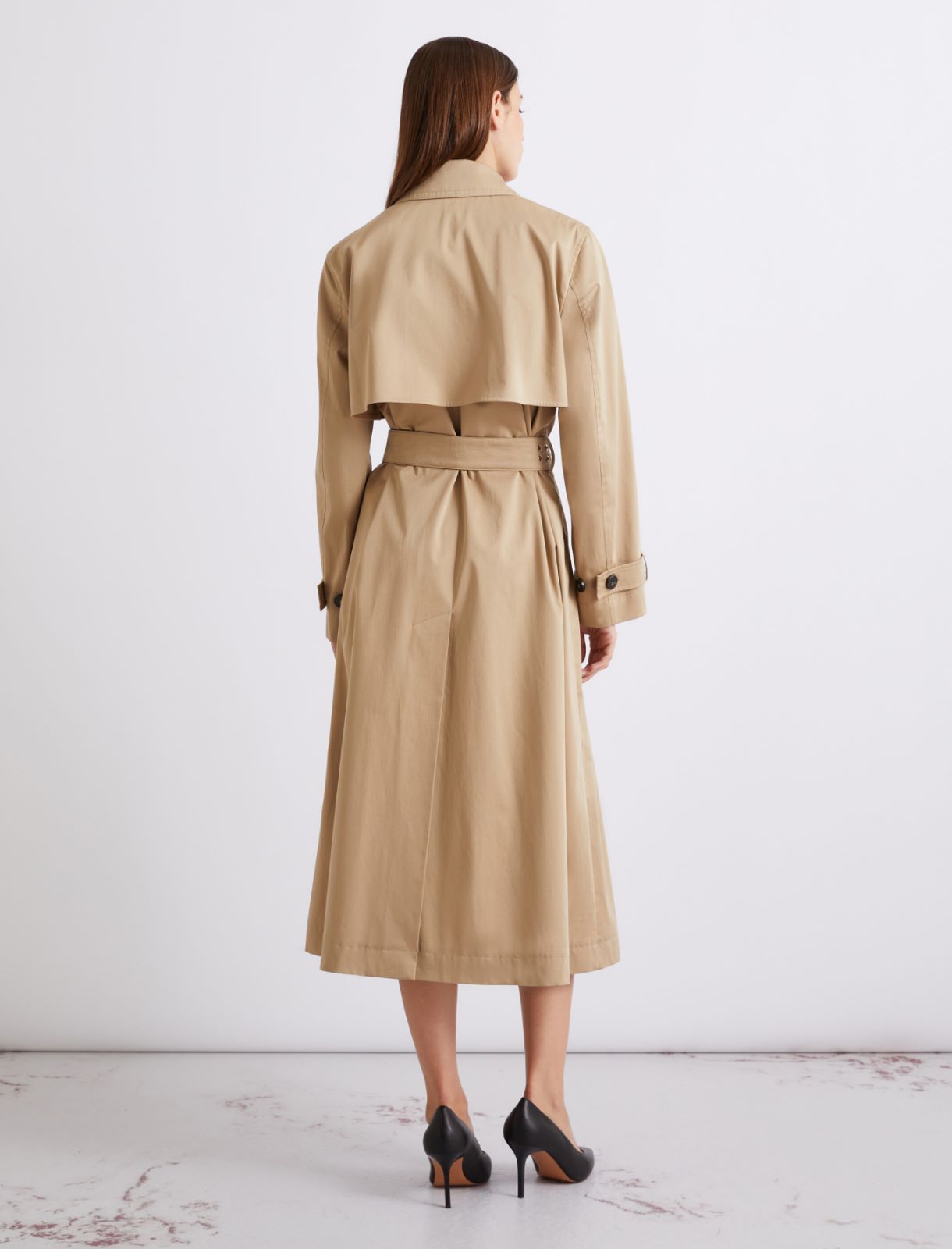 Cotton satin trench coat - NATURAL - Marella - 3