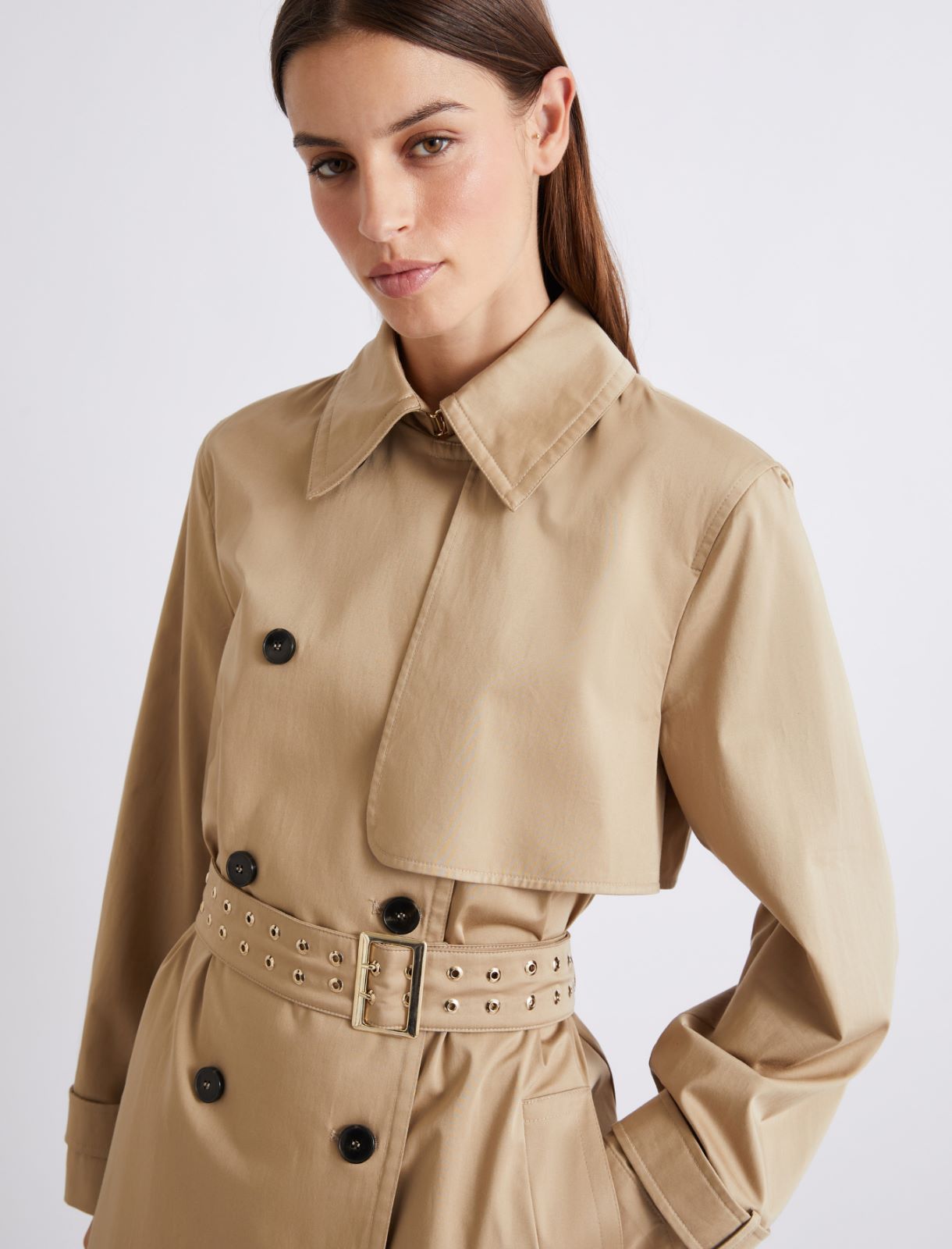 Cotton satin trench coat - NATURAL - Marella - 5
