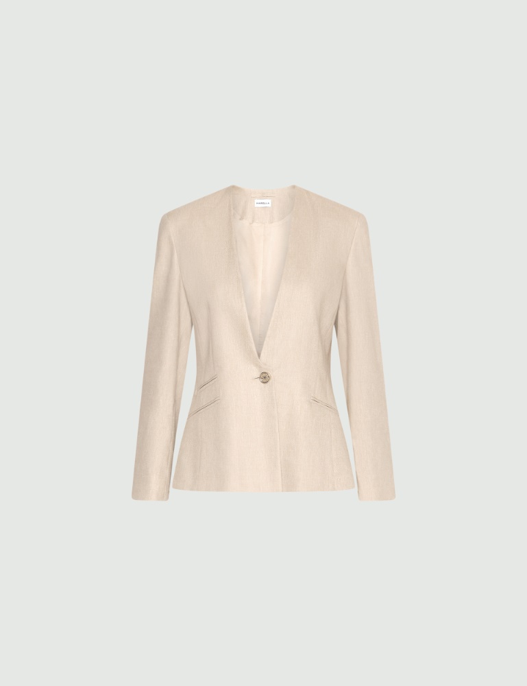 Herringbone linen-blend jacket - Marella