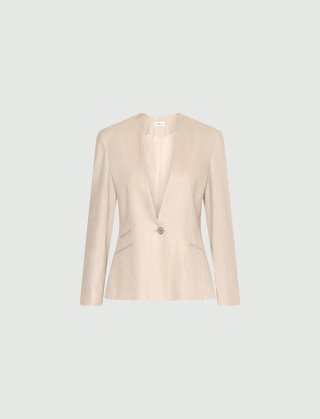 Herringbone linen-blend jacket - SAND - Marella