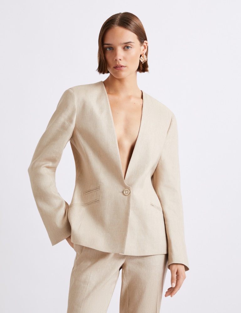 Herringbone linen-blend jacket - Marella