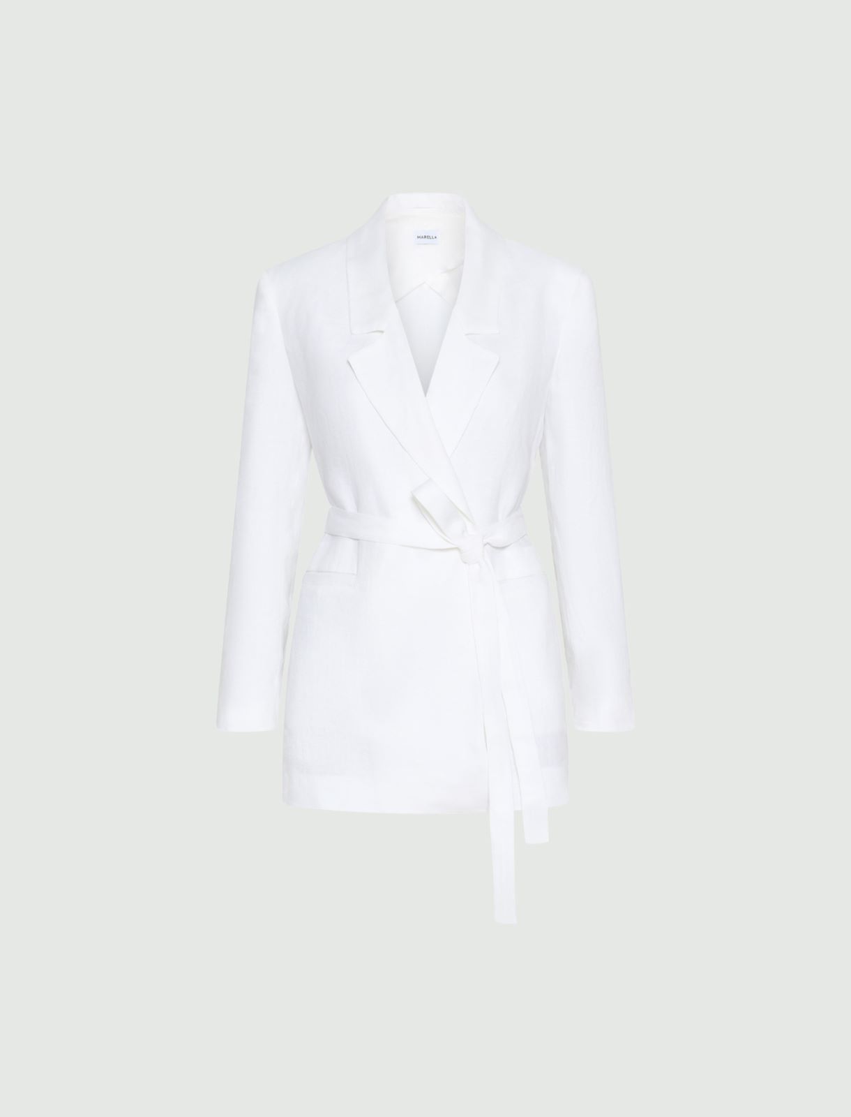 Lniany blezer z efektem sprania - OPTYCZNY BIAŁY - Marella