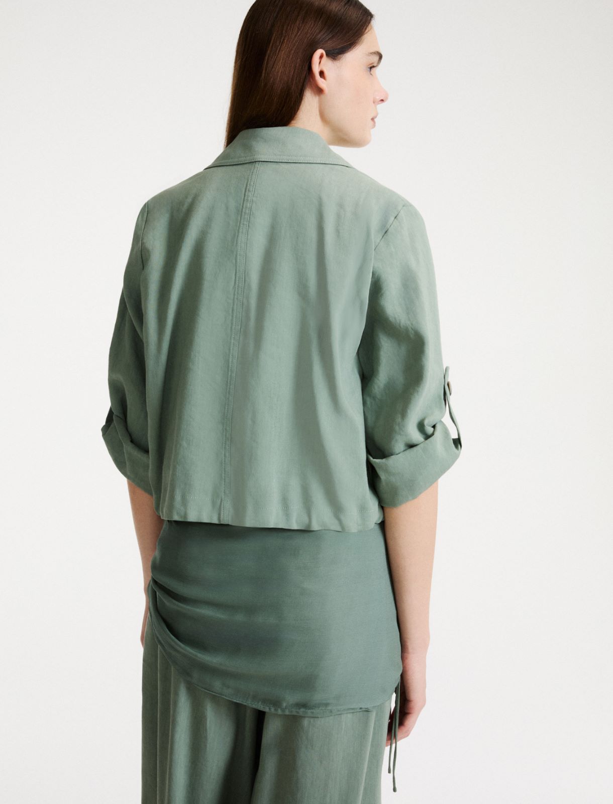 Jacke aus Viskose und Leinen mit Stretchanteil - GRUEN - Marella - 3