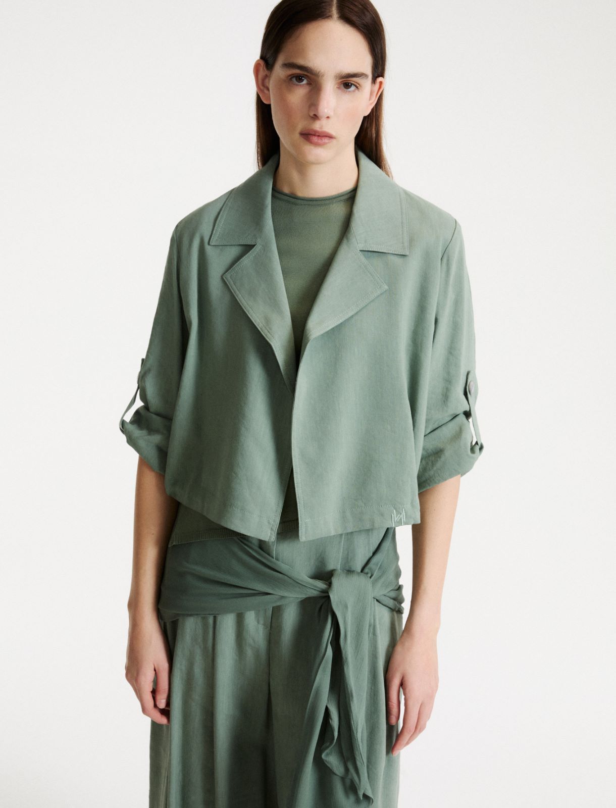 Jacke aus Viskose und Leinen mit Stretchanteil - GRUEN - Marella - 4