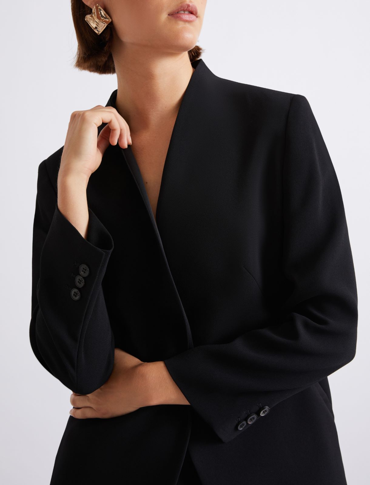 Langer Blazer aus Envers-Satin - SCHWARZ - Marella - 5