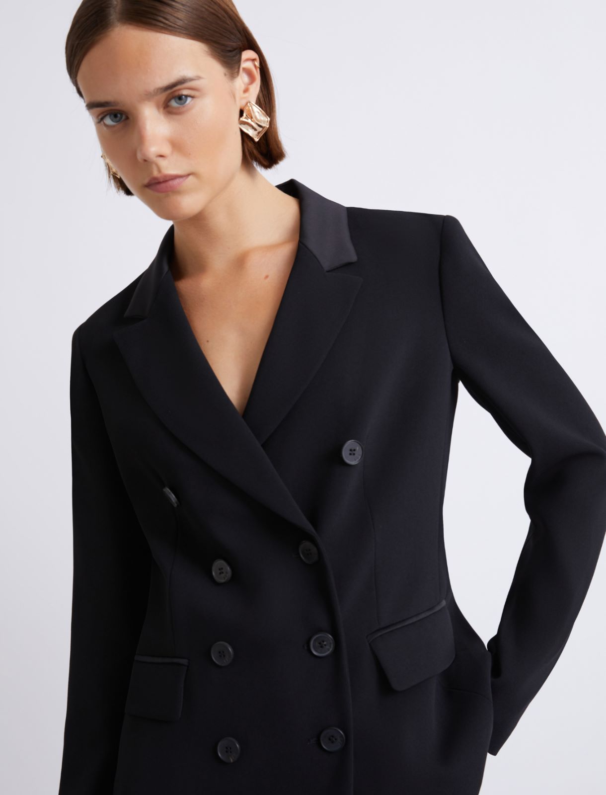 Zweireihiger Blazer aus Envers-Satin - SCHWARZ - Marella - 5