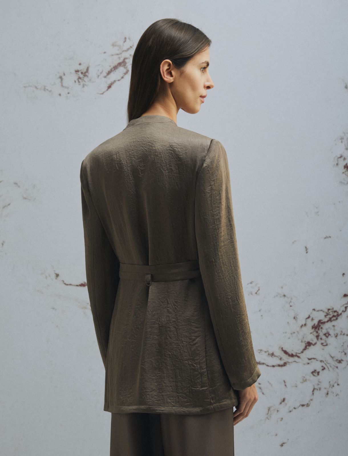 Chaqueta de sarga con cinturón - MARRON - Marella - 3