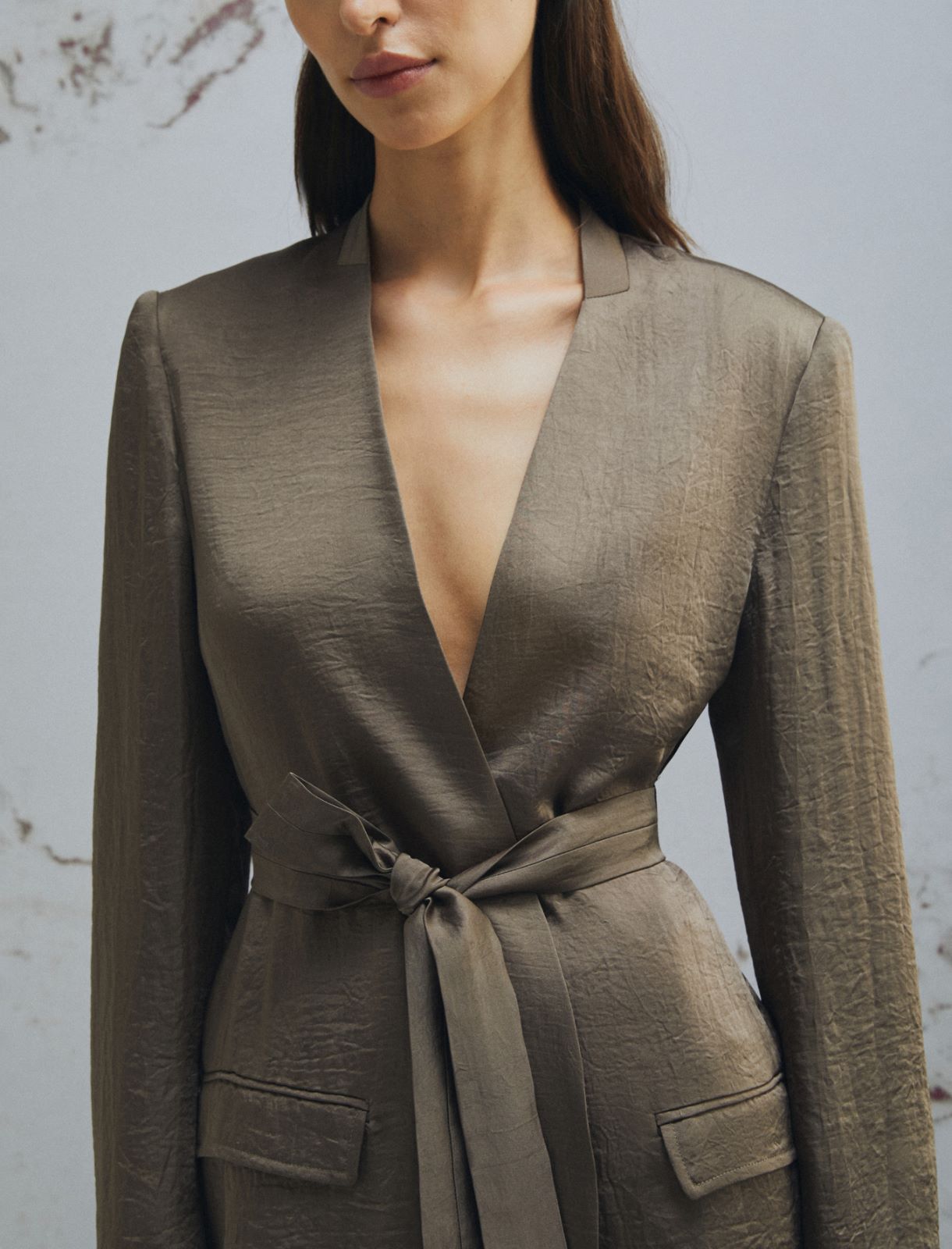 Chaqueta de sarga con cinturón - MARRON - Marella - 5