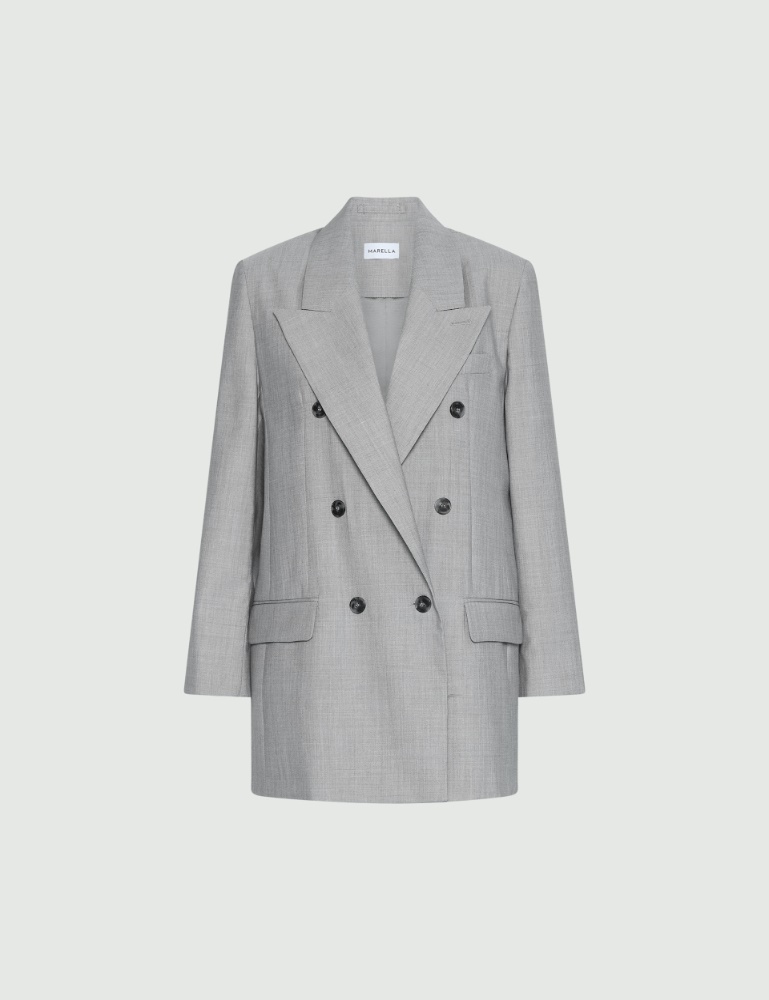 Double-breasted wool and silk grisaille blazer - Marella