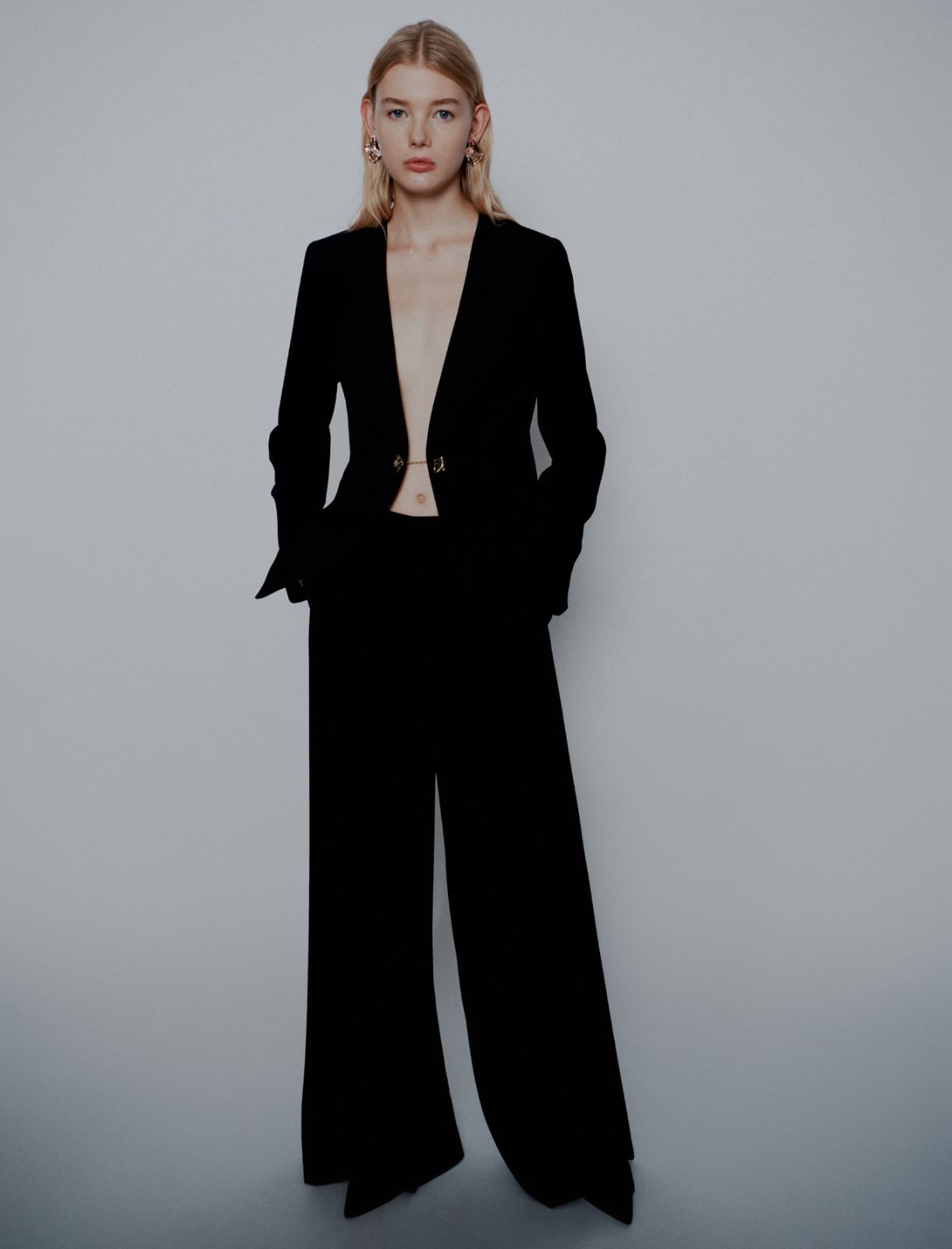 Blazer sans col en envers satin - NOIR - Marella - 2