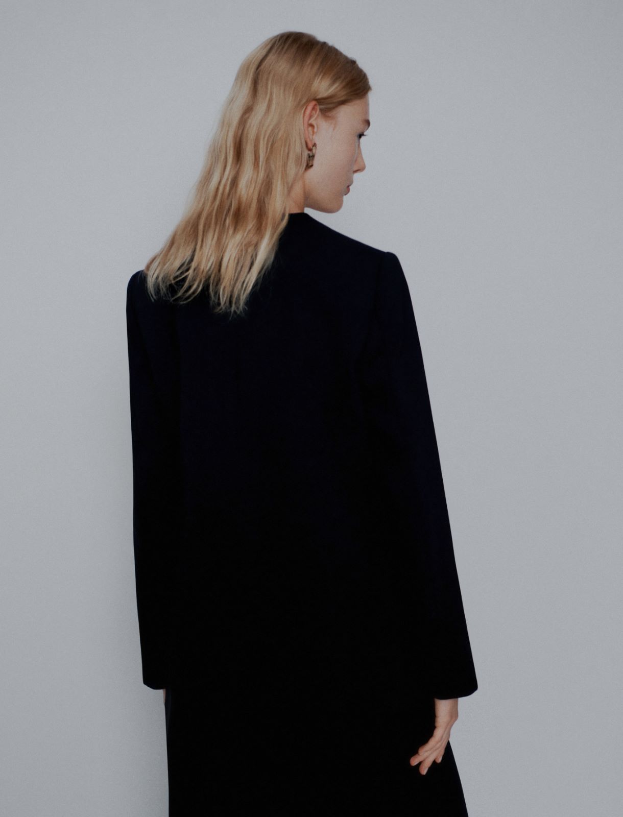 Blazer sans col en envers satin - NOIR - Marella - 3