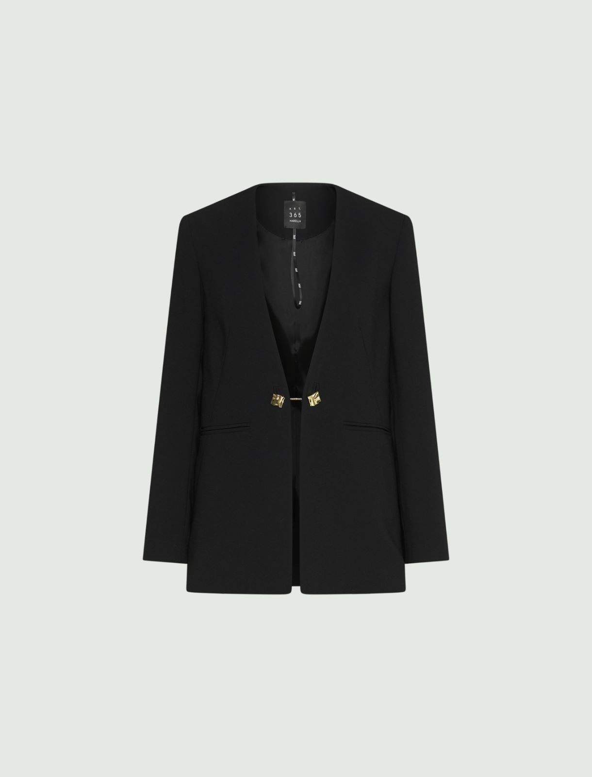 Blazer sans col en envers satin - NOIR - Marella