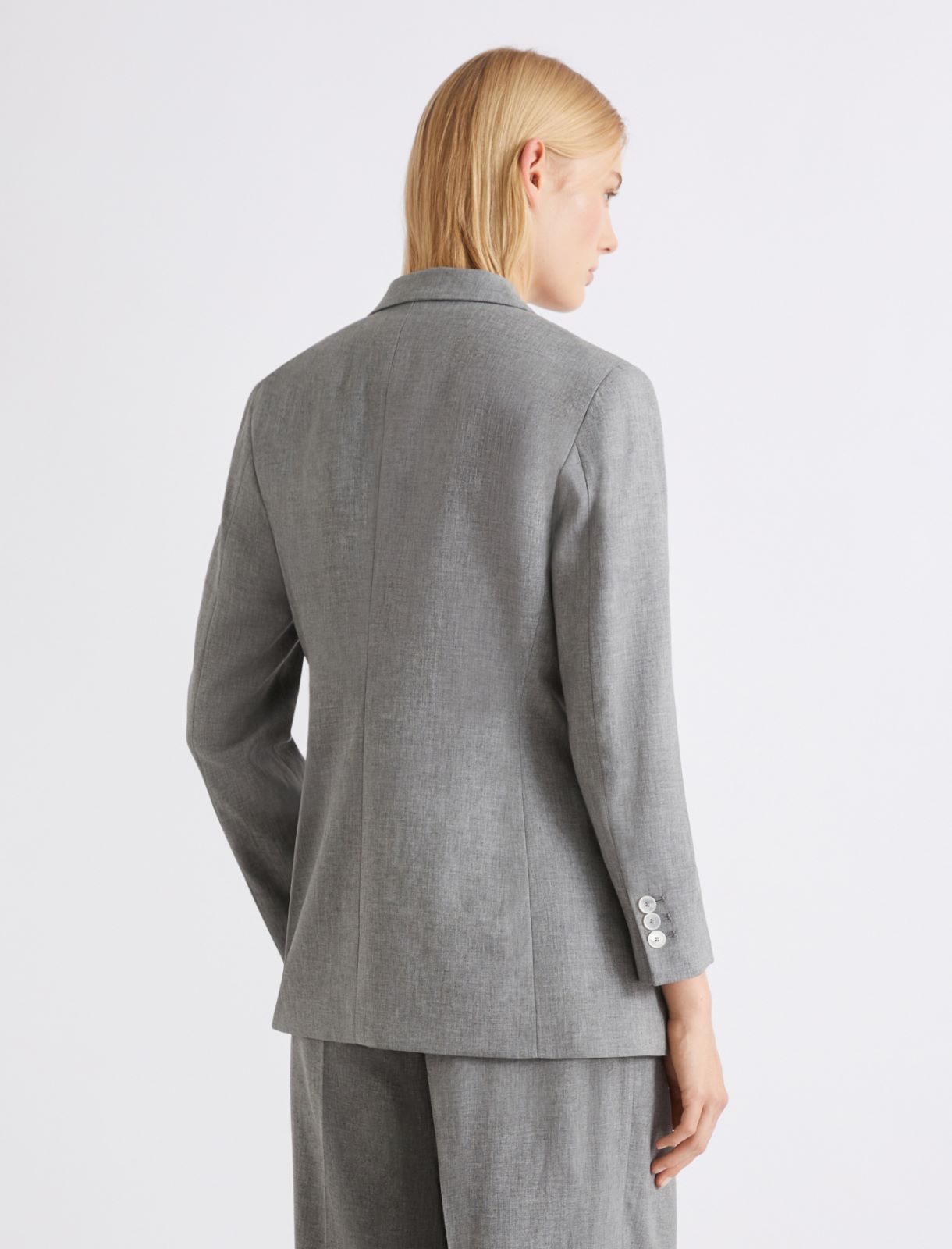 Blazer droit en lin mélangé - GRIS MELANGE - Marella - 3