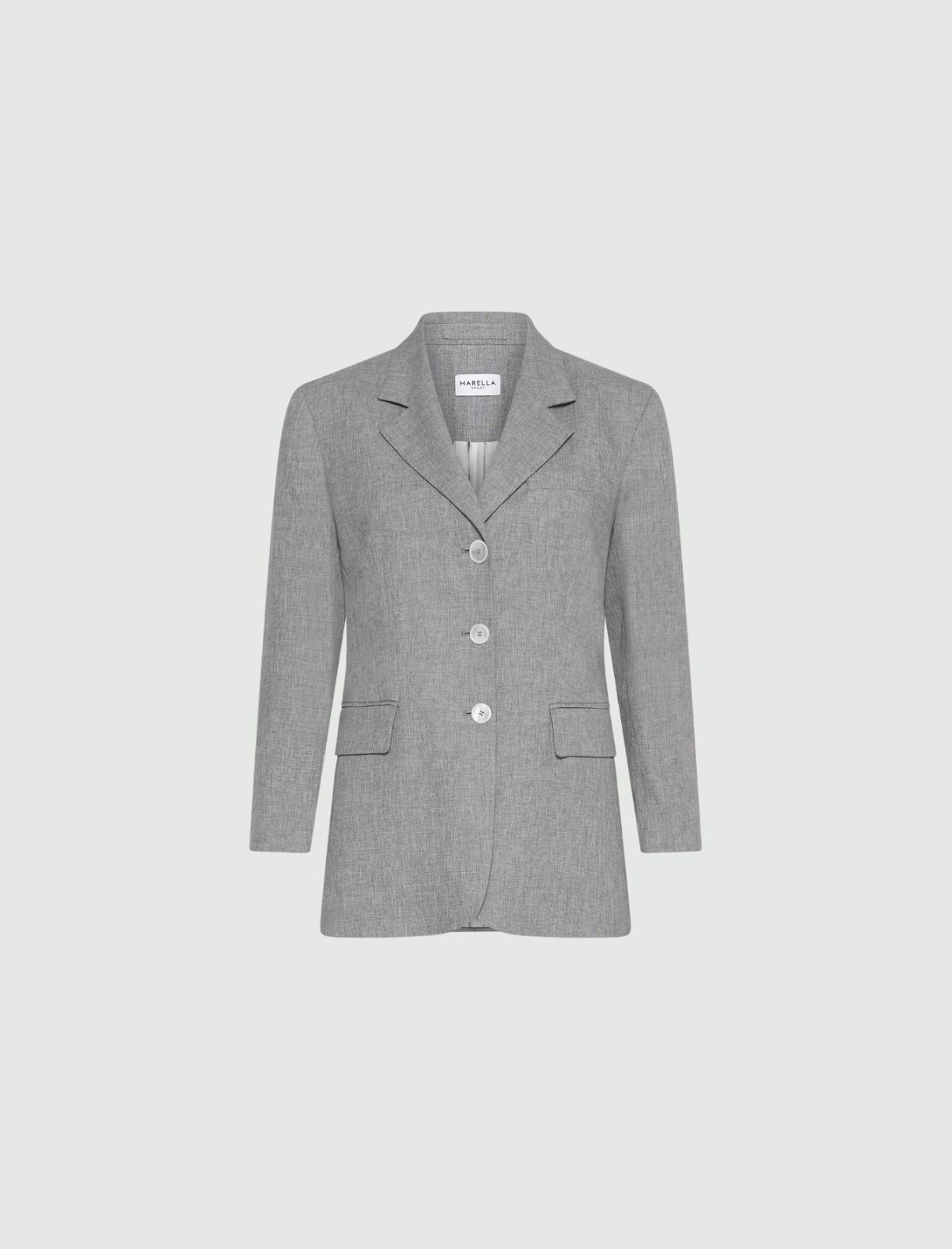 Single-breasted linen-blend blazer - MELANGE GREY - Marella