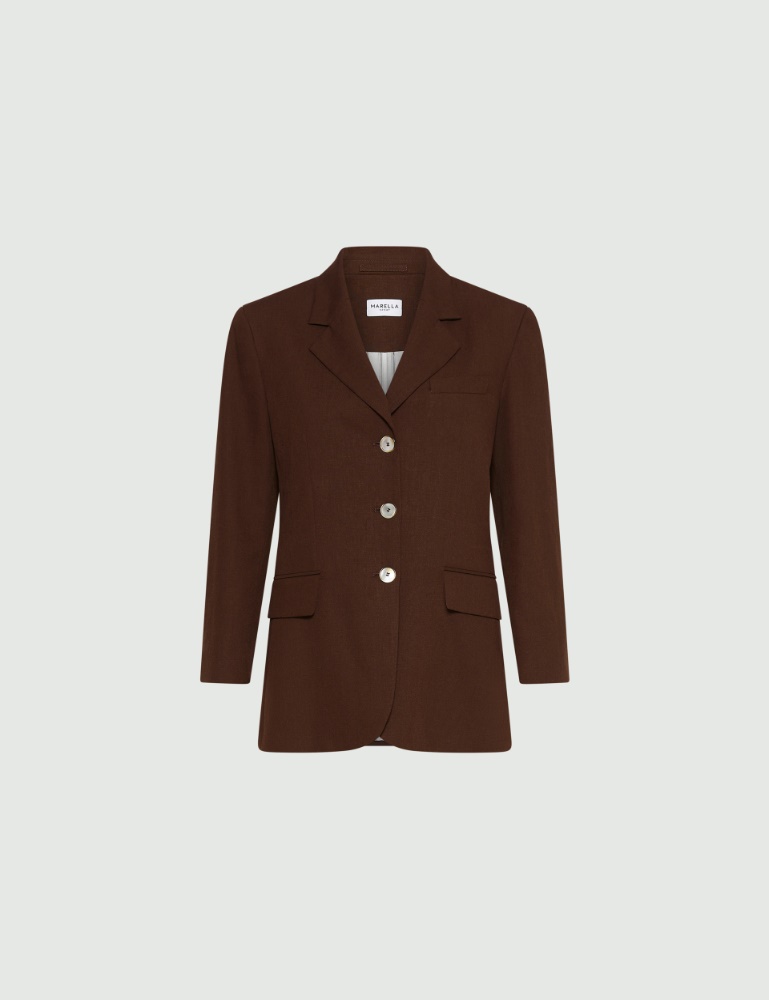 Single-breasted linen-blend blazer - Marella