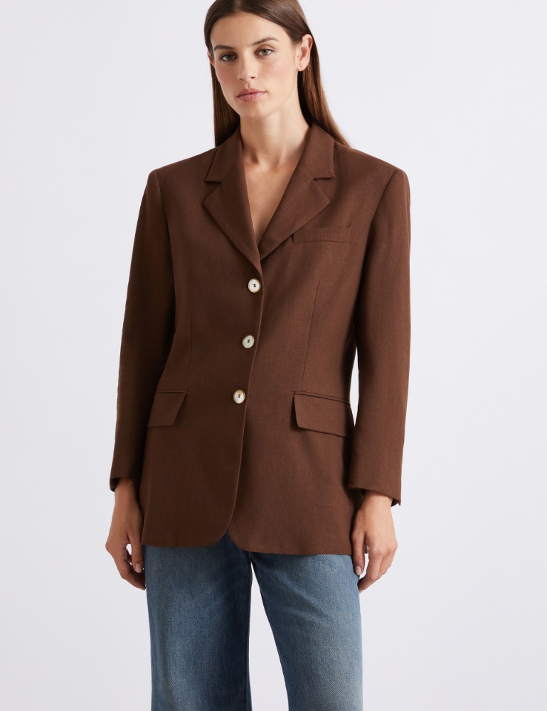Single-breasted linen-blend blazer - Marella