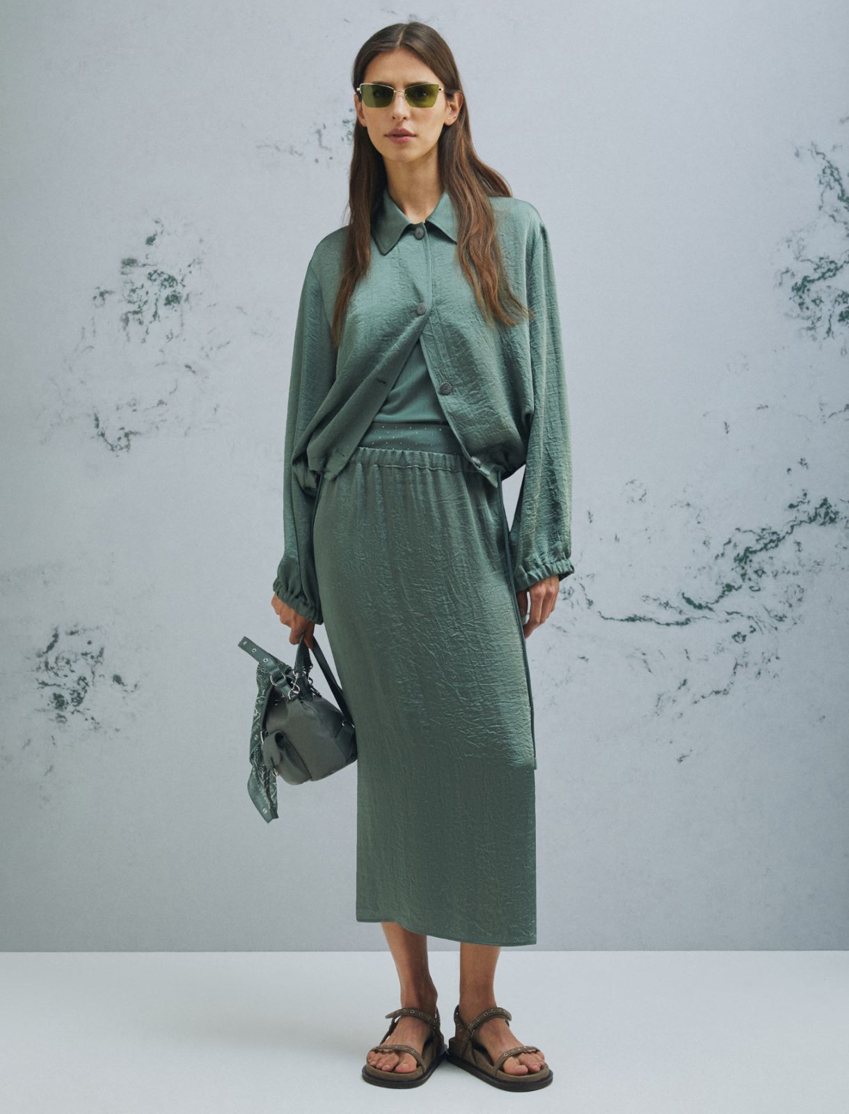 Straight-fit drawstring jacket - GREEN - Marella - 2