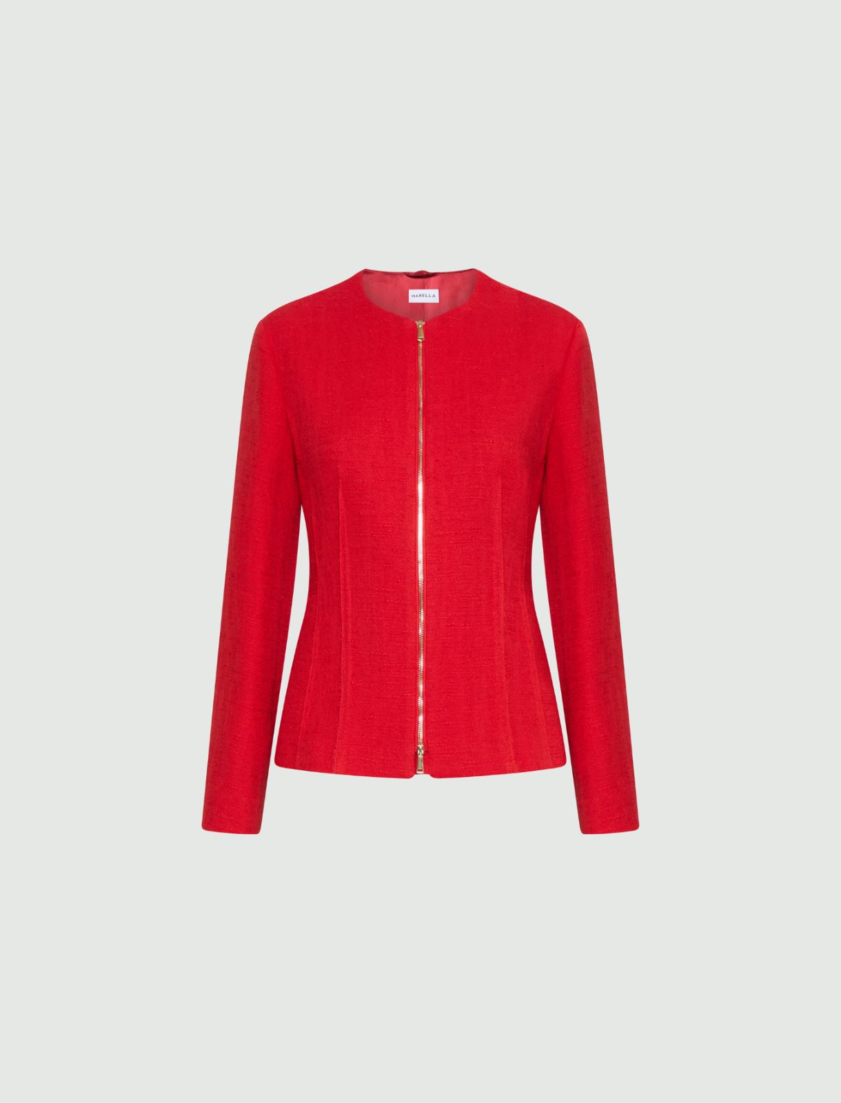 Stretch cotton basketweave jacket - RED - Marella