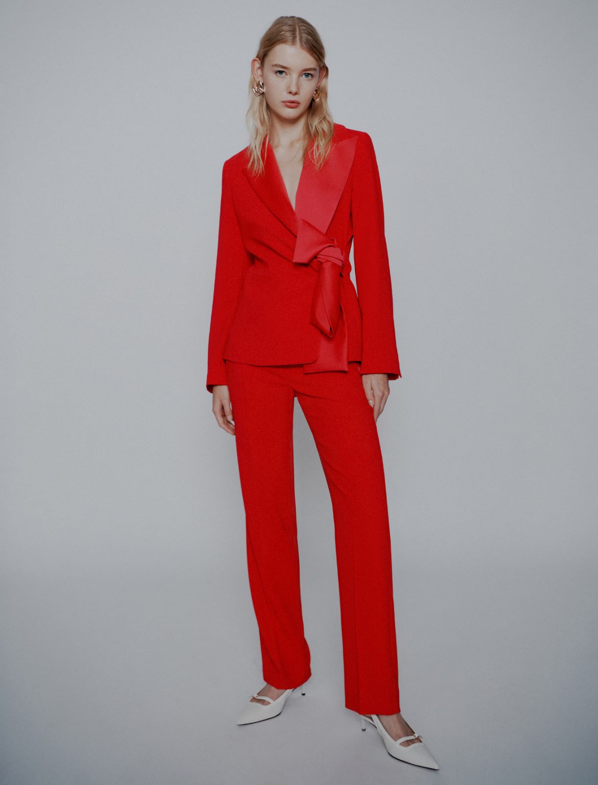 Tie-detail blazer - RED - Marella - 2