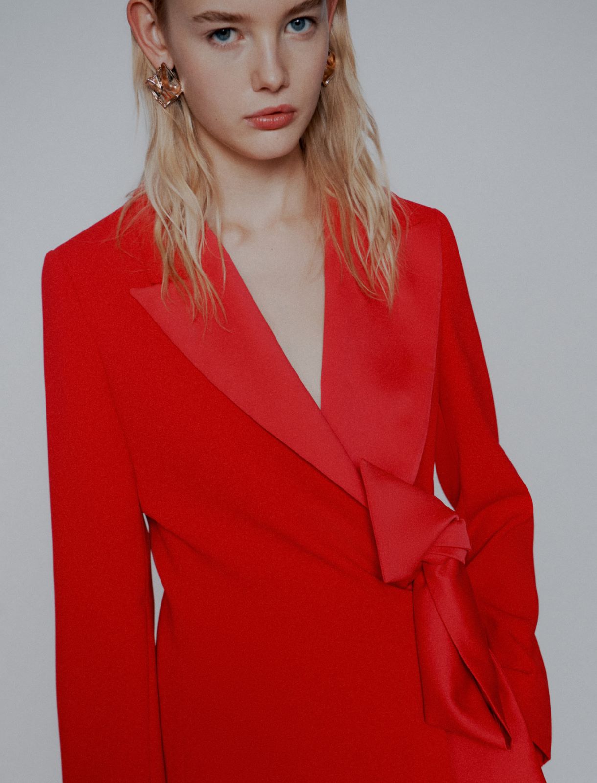 Tie-detail blazer - RED - Marella - 5