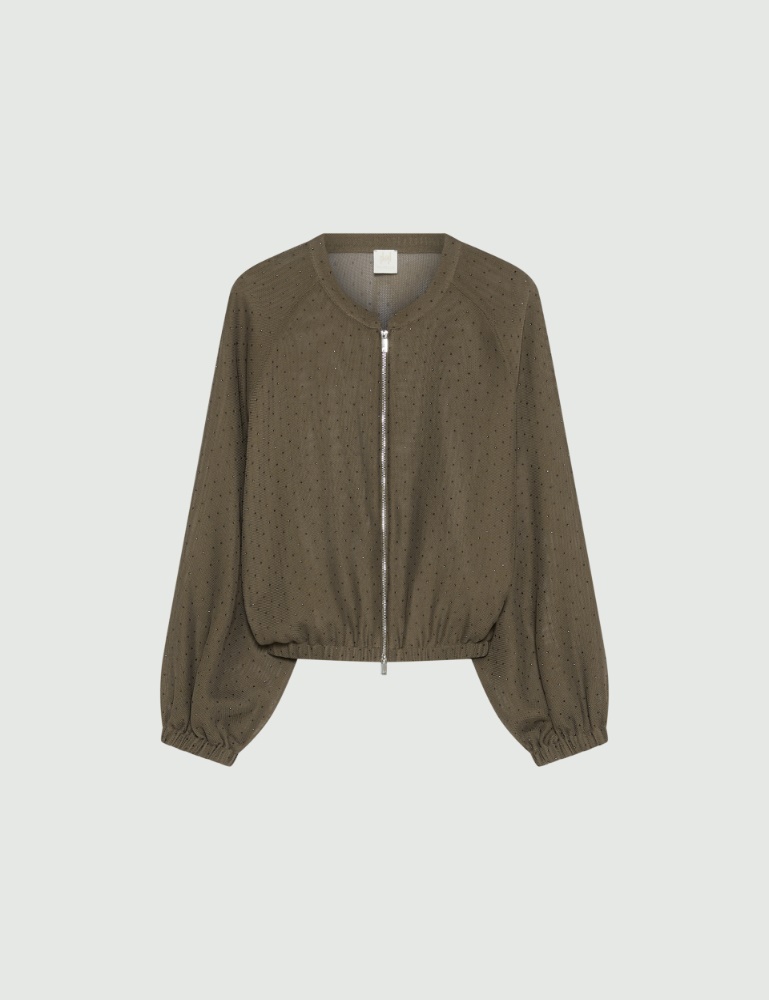 Oversized bomber jacket with micro-rhinestone detail - Marella