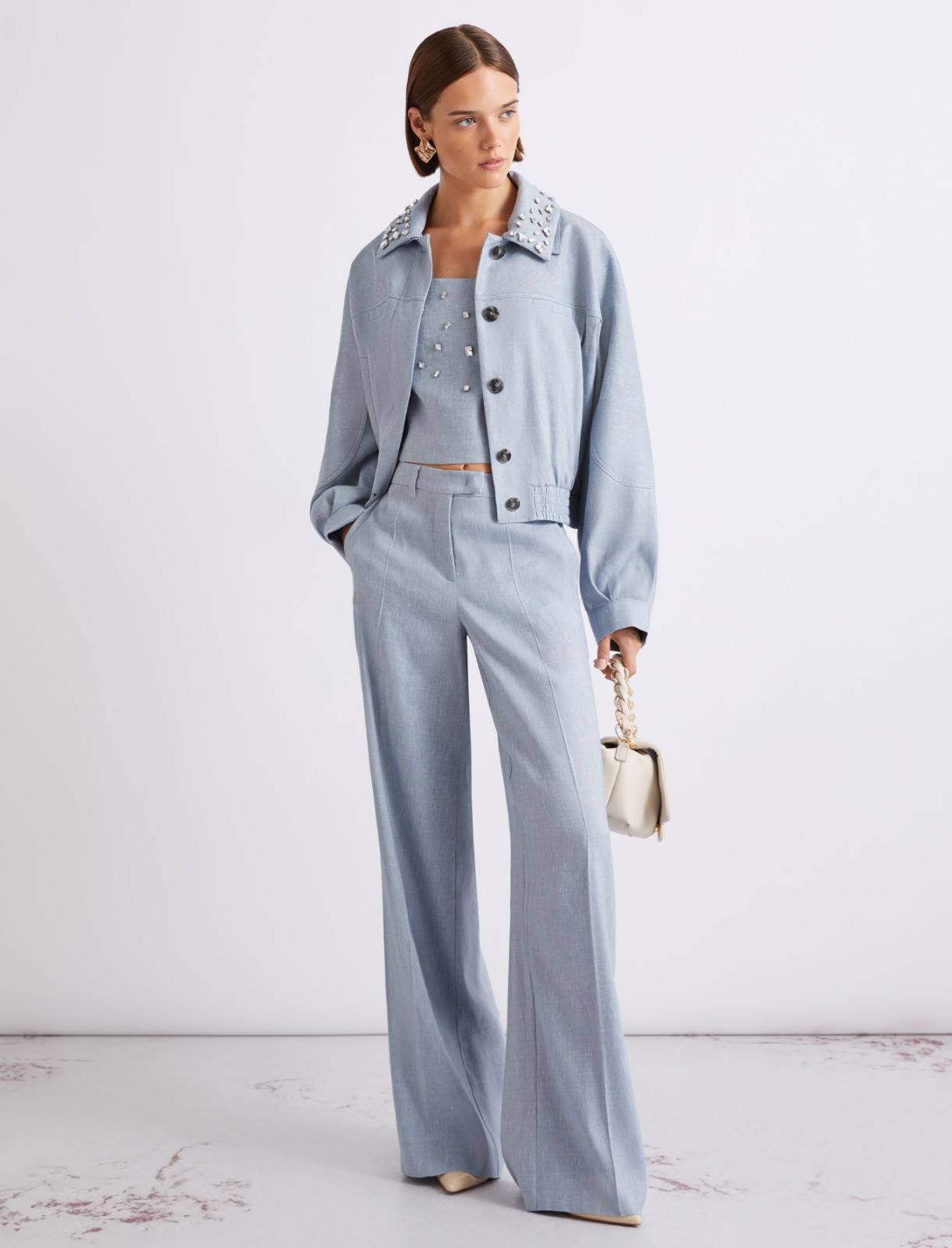 Giacca sportiva in chevron di misto viscosa - AZZURRO - Marella - 2