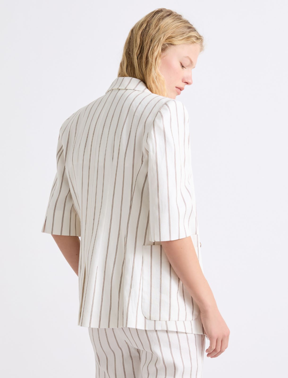 Straight linen blazer - WHITE - Marella - 3