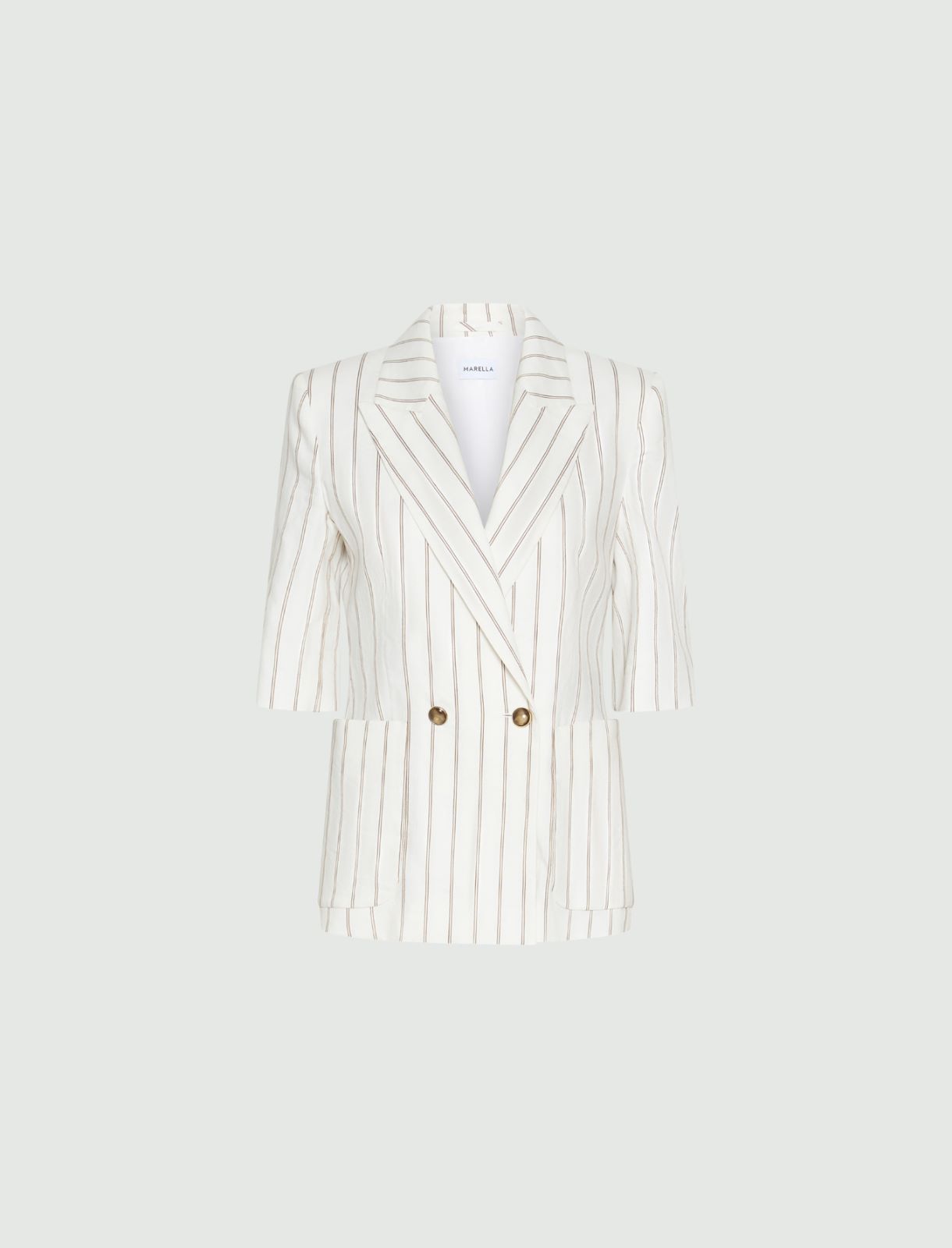 Straight linen blazer - WHITE - Marella